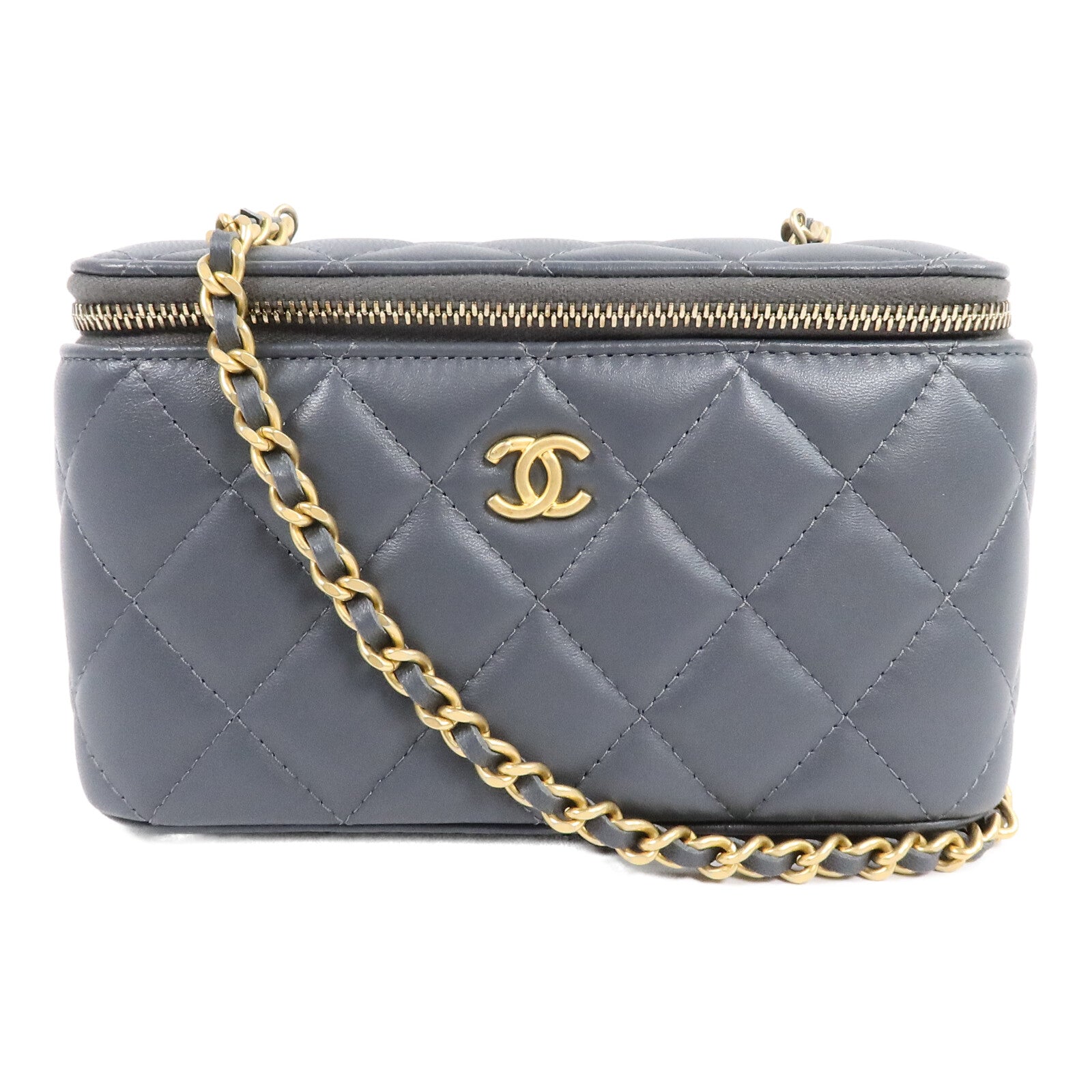 CHANEL 羊皮皮革Vanity Case Gold Ball鏈帶肩背袋