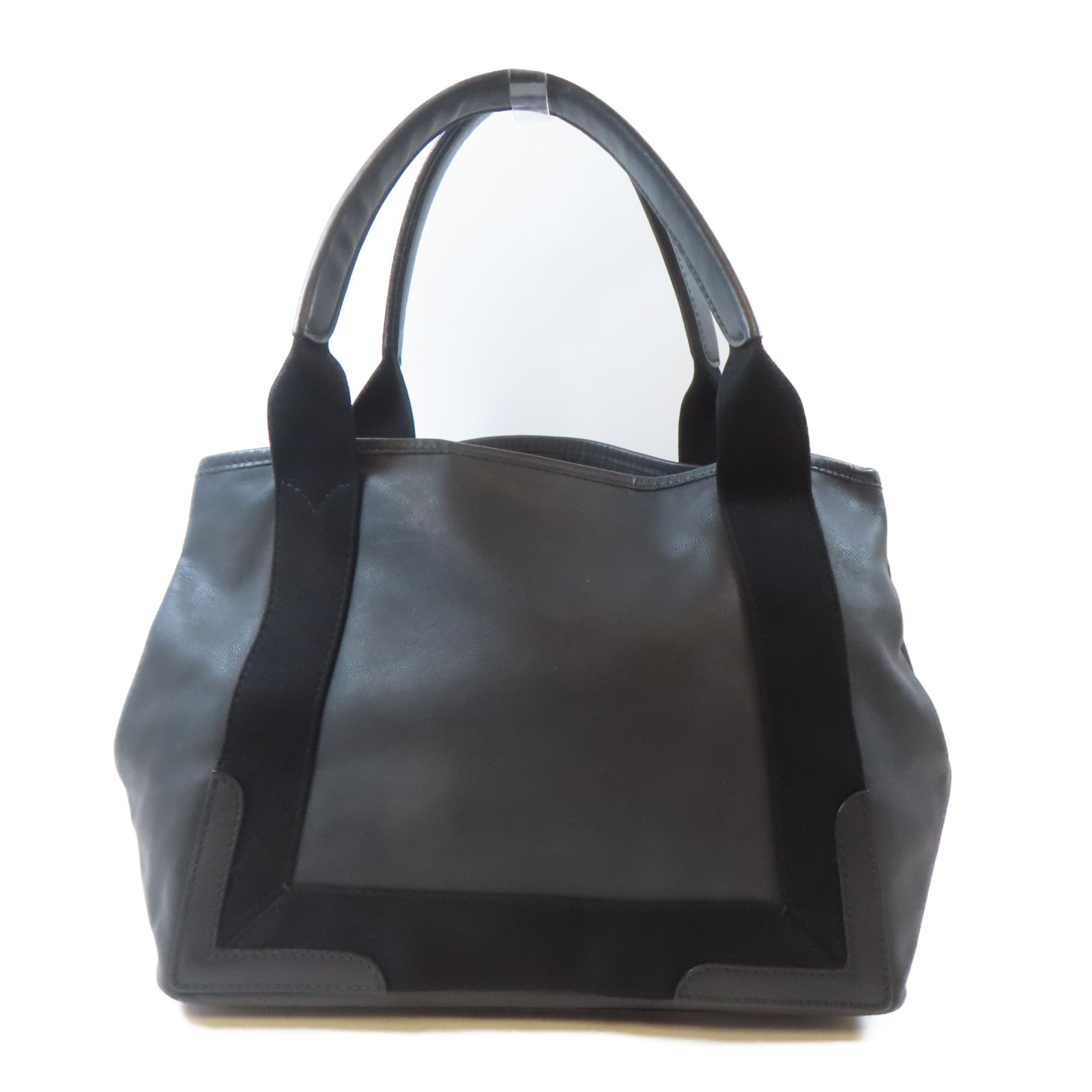 BALENCIAGA 羊皮皮革Navy Cabas銀扣手挽袋黑色