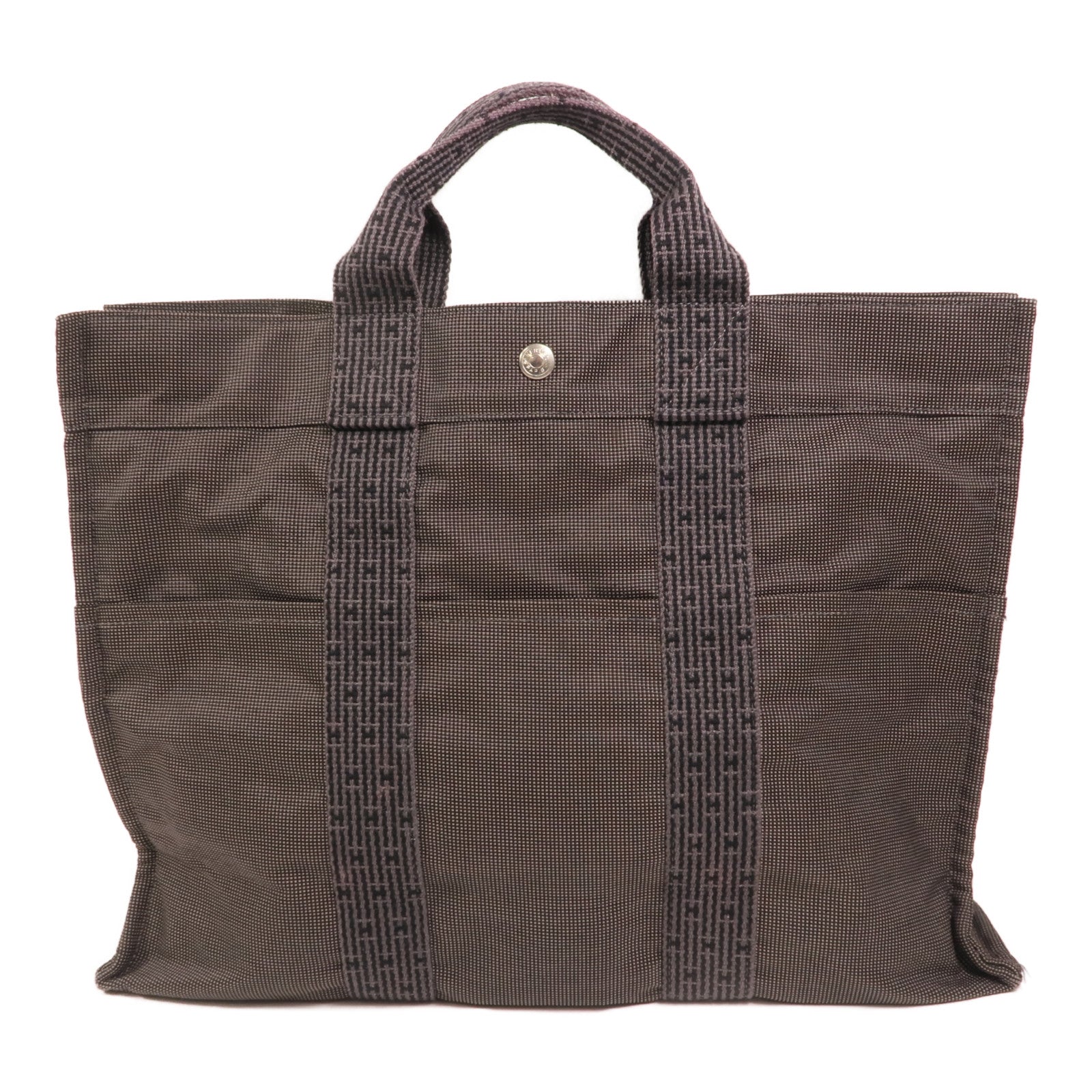 HERMES 帆布Vintage銀扣手挽袋