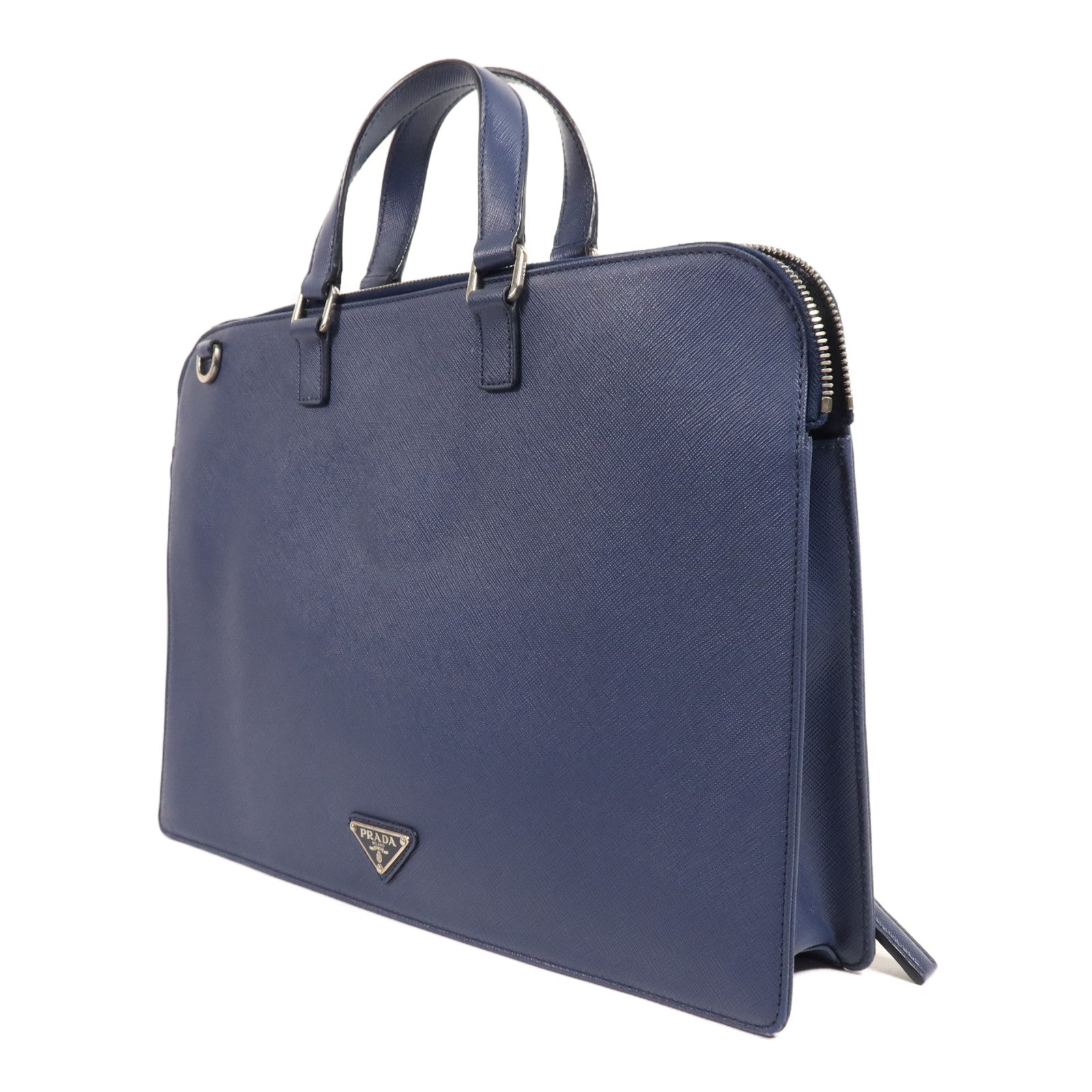 PRADA 牛皮皮革Briefcase銀扣公事包