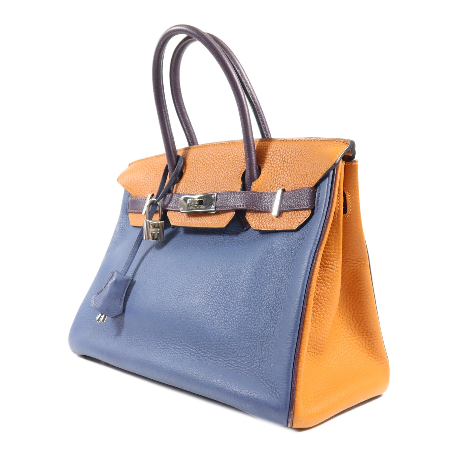 HERMES Togo皮革Birkin 30銀扣手挽袋Colvert/Orange/Prune