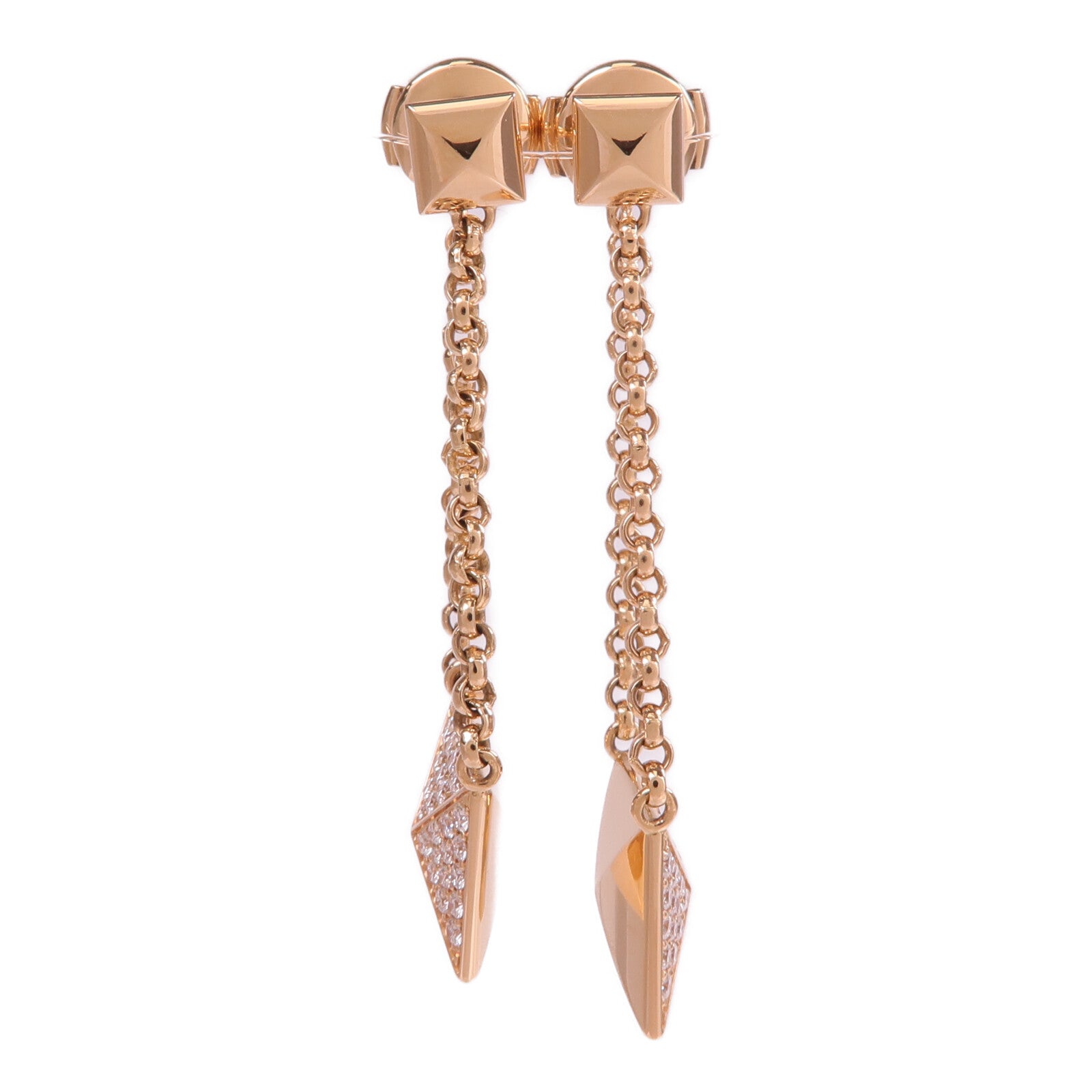 HERMES 18K玫瑰金Clou d'H dangle Earrings鑽石耳環