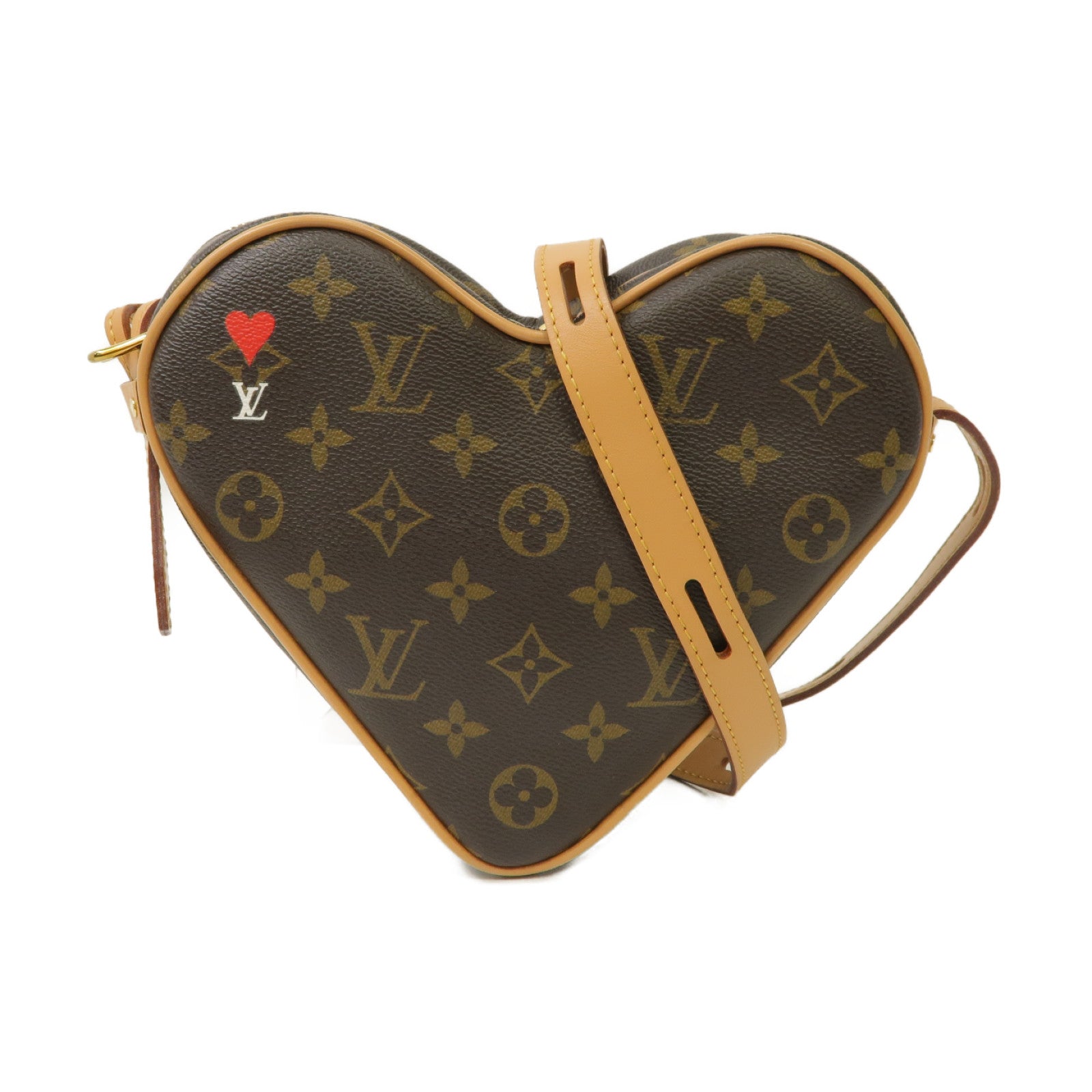 LOUIS VUITTON Monogram Game On Coeur金扣肩背袋啡色