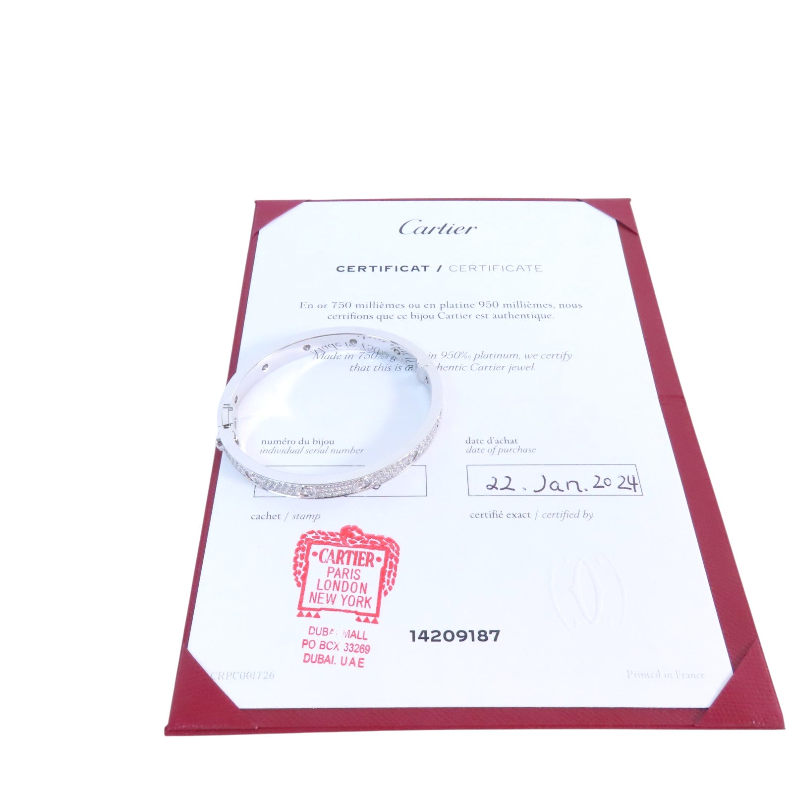 CARTIER 18K白金Love Bracelet Full Diamond鑽石手鐲#16