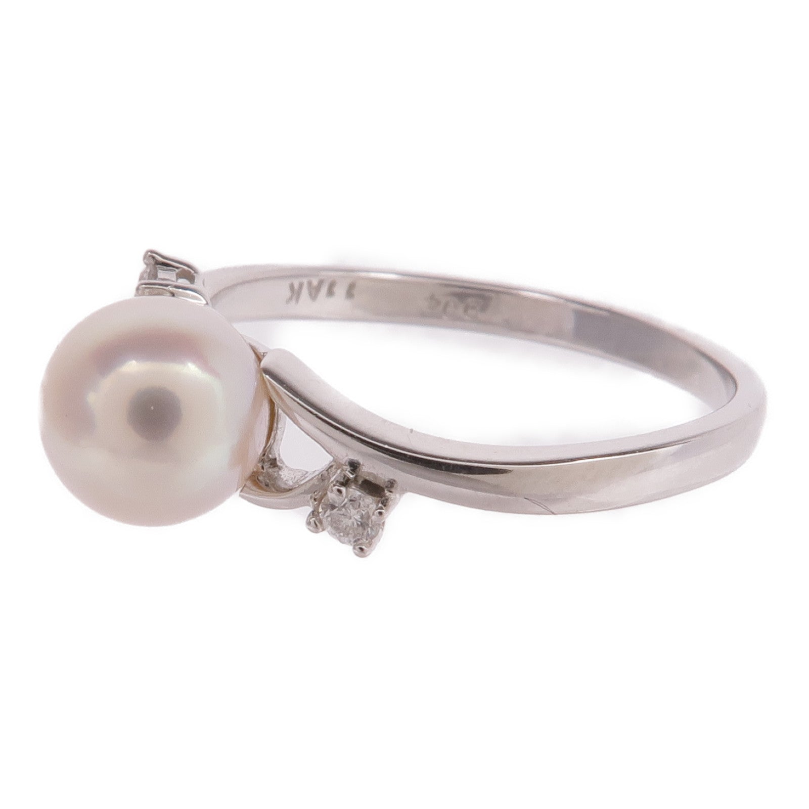 JEWELRY 【激減優惠】18K白金Pearl Diamond Ring珍珠/鑽石戒指US#6