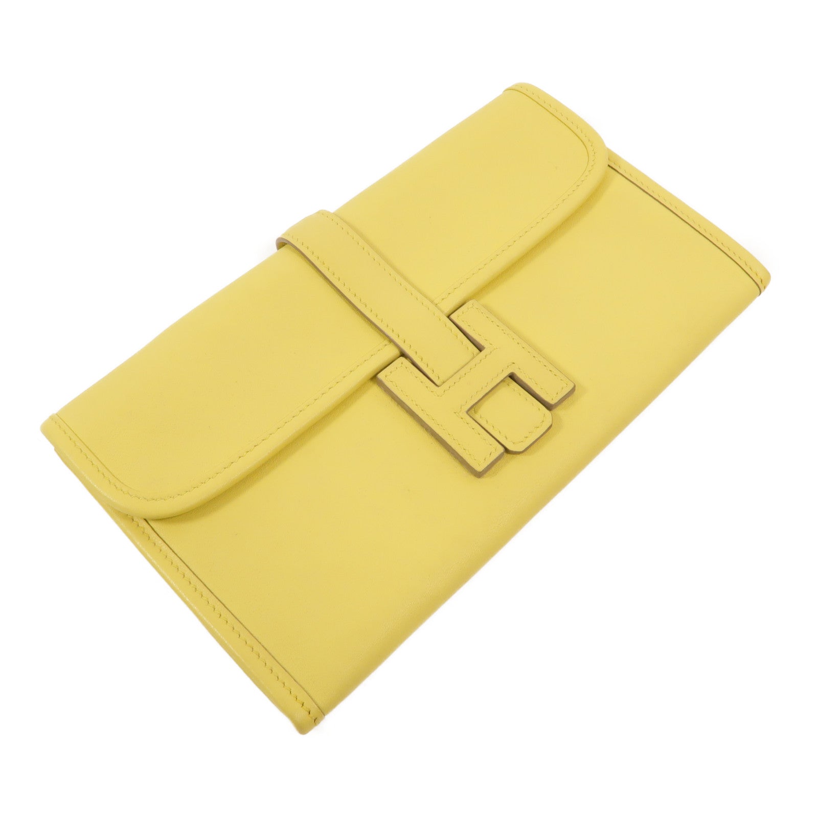 HERMES Swift皮革Jige Duo Clutch手拿包Jaune de Naples