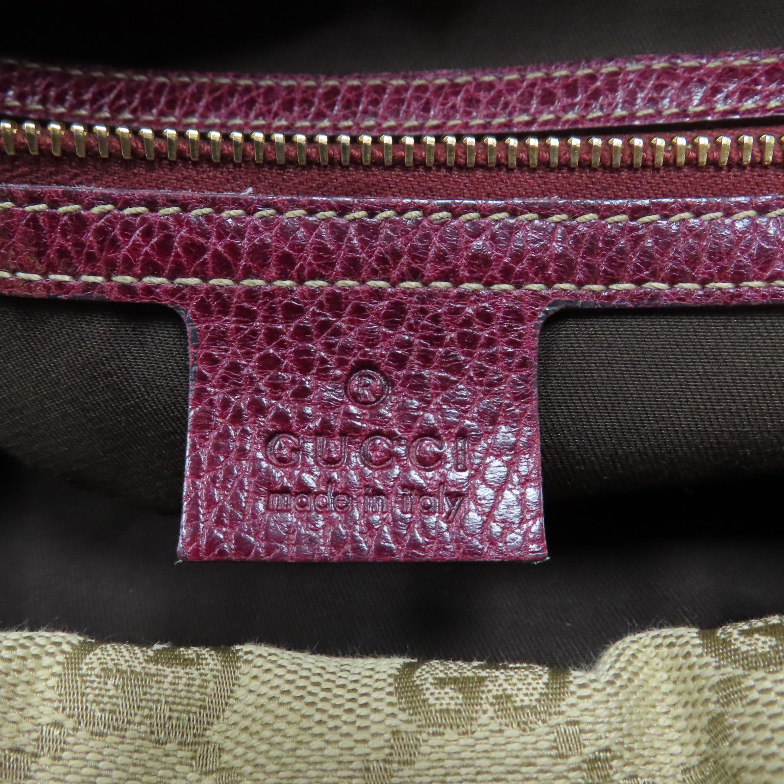 GUCCI 【激減優惠】帆布Hand Bag金扣手挽袋紅色/米色