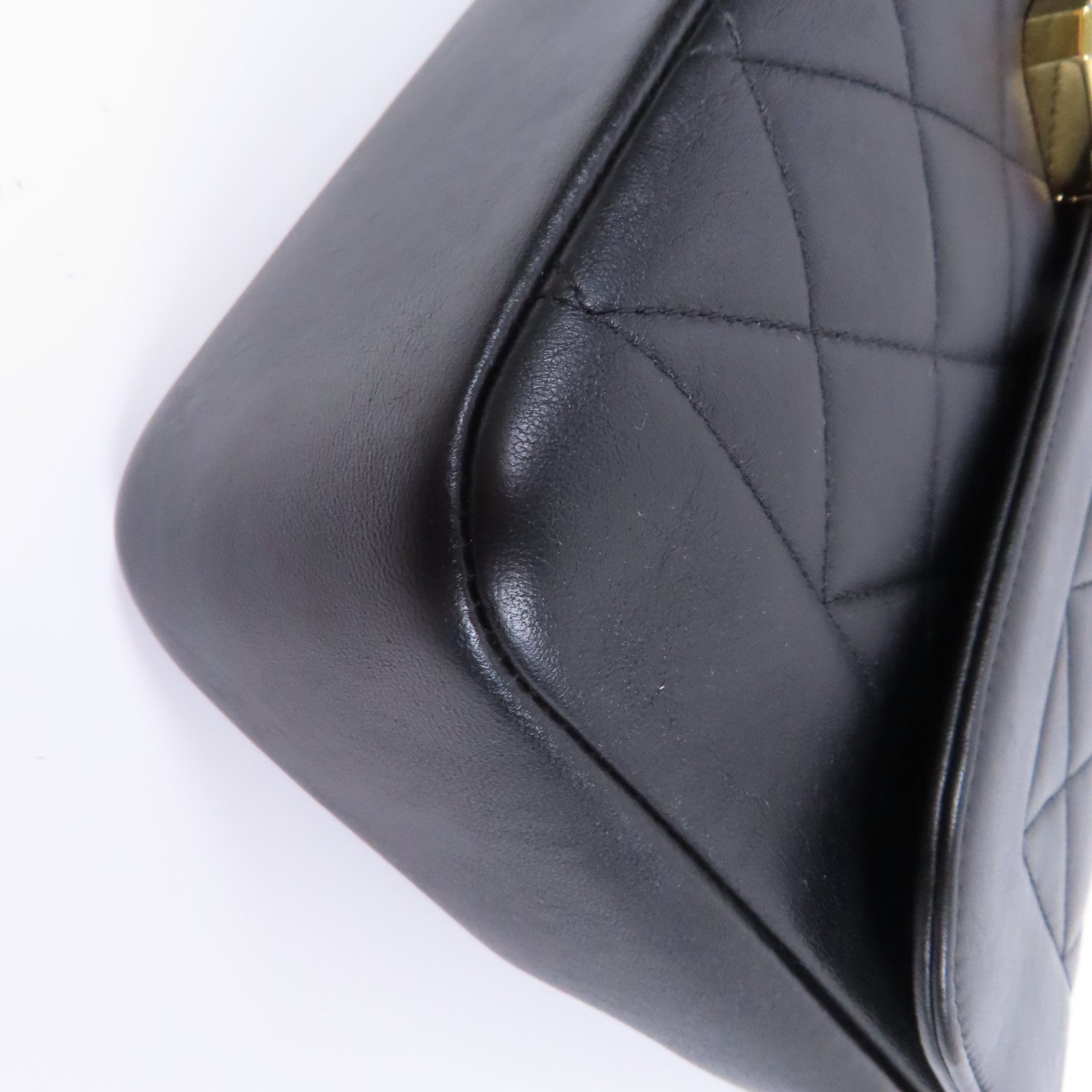 CHANEL 【激減優惠】菱格牛皮皮革Chain Shoulder金扣鏈帶肩背袋黑色