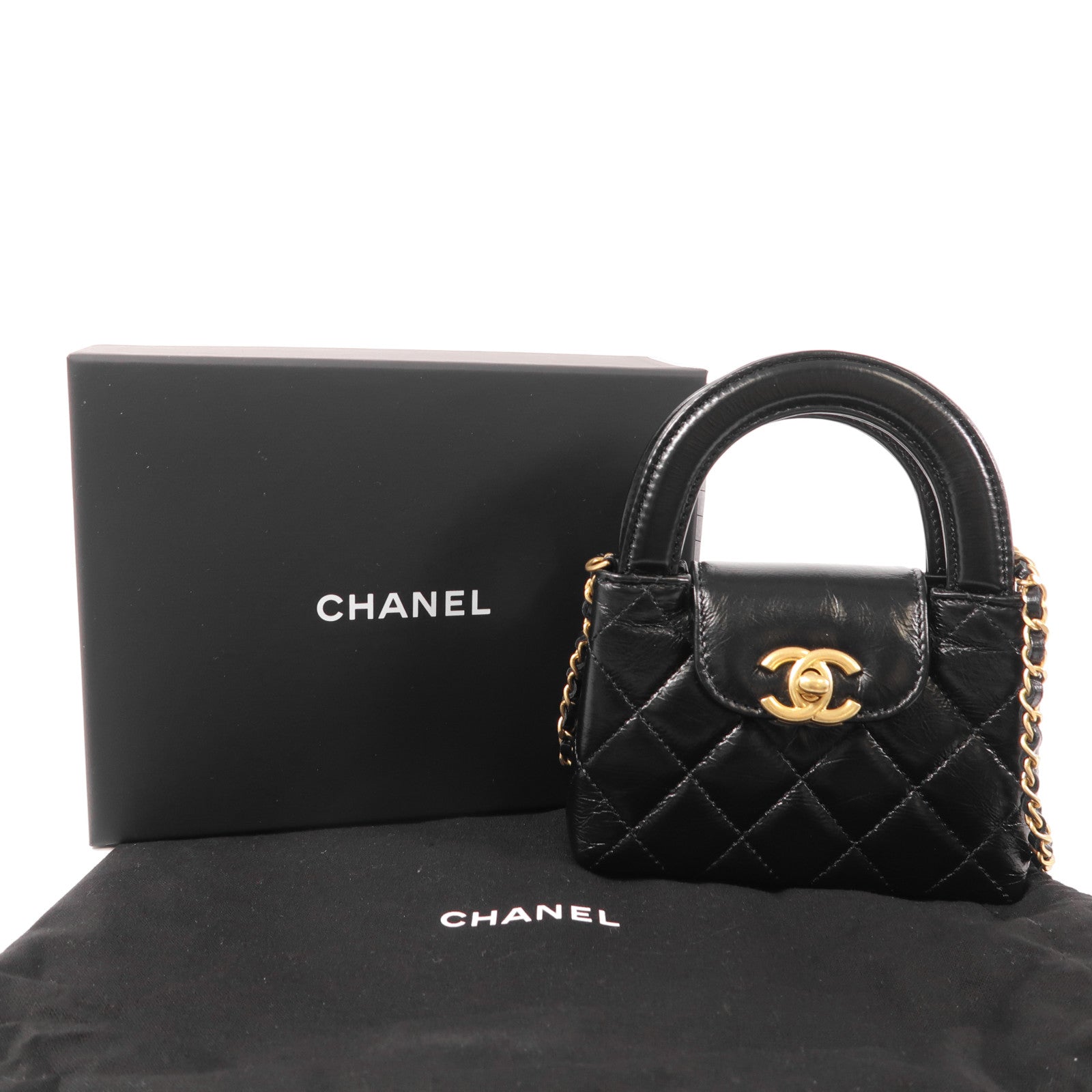 CHANEL 牛皮皮革Kelly Nano金扣手挽肩背兩用袋