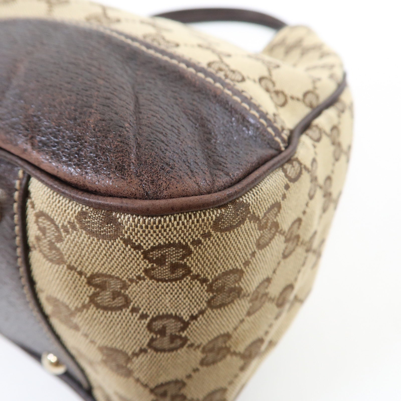 GUCCI 帆布Princy Tote Bag金扣肩背袋啡色