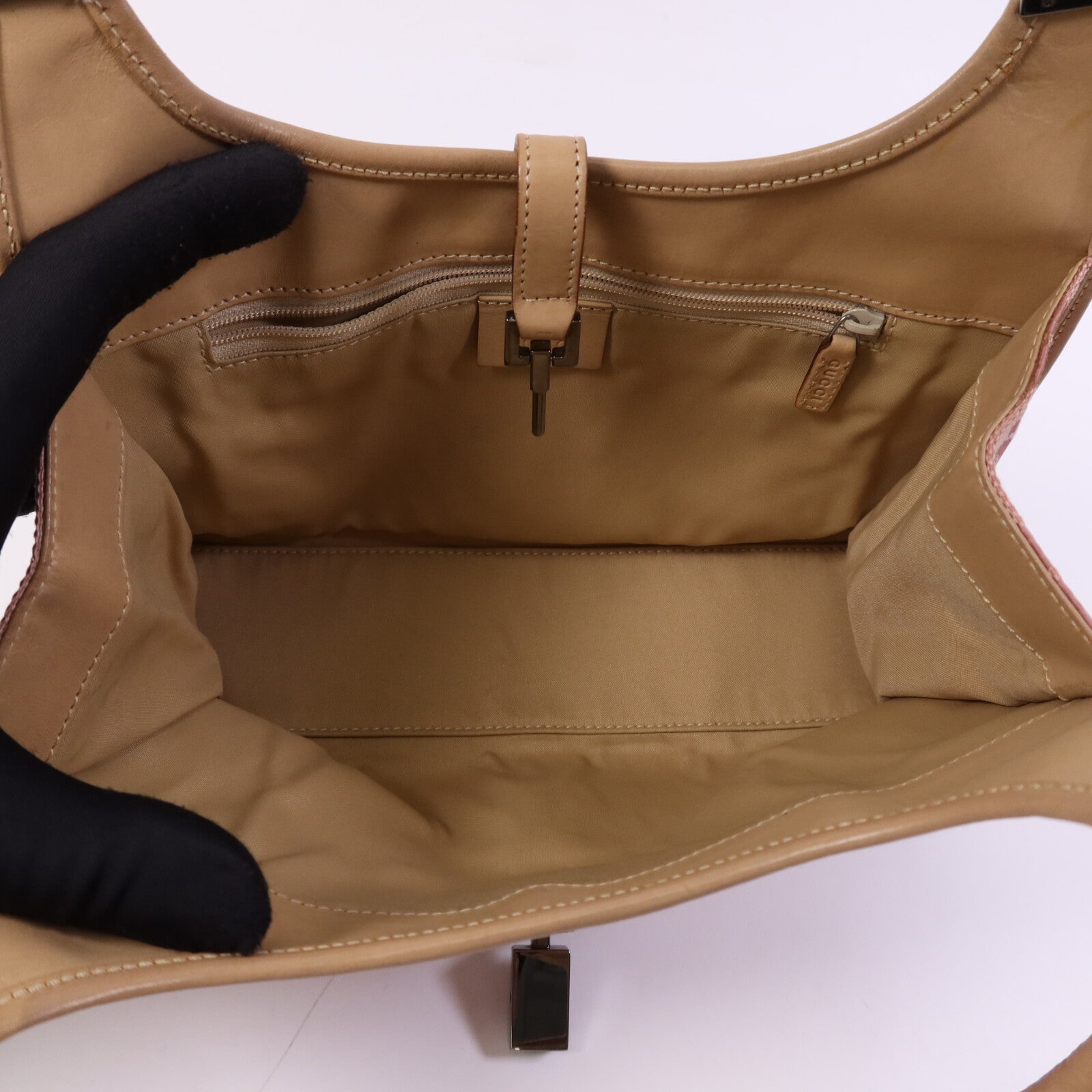 GUCCI 帆布Vintage Jackie Bag銀扣手挽袋