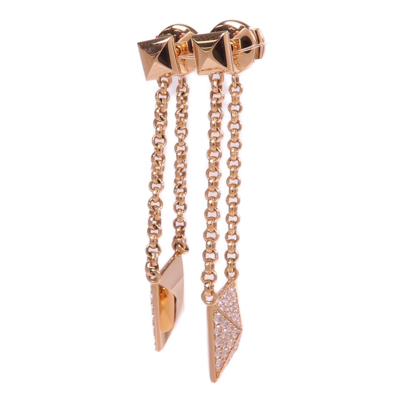 HERMES 18K玫瑰金Clou d'H dangle Earrings鑽石耳環