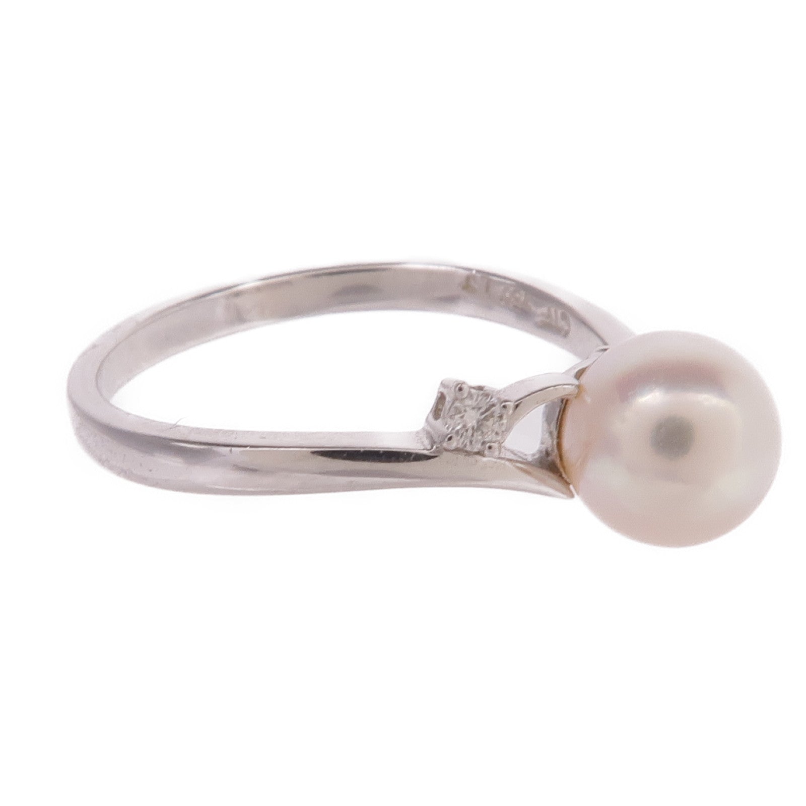 JEWELRY 【激減優惠】18K白金Pearl Diamond Ring珍珠/鑽石戒指US#6