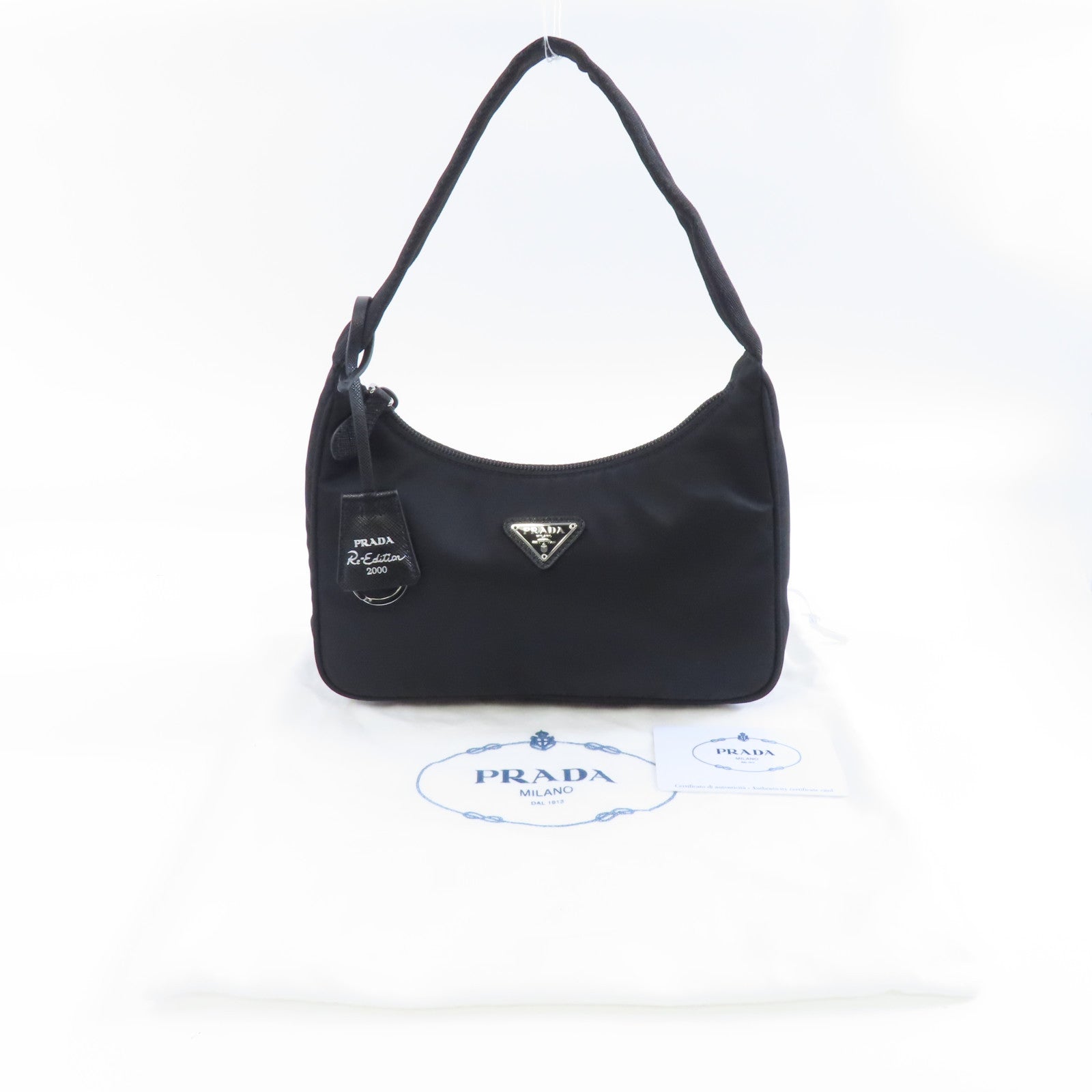 PRADA 尼龍Shoulder Bag銀扣肩背袋黑色
