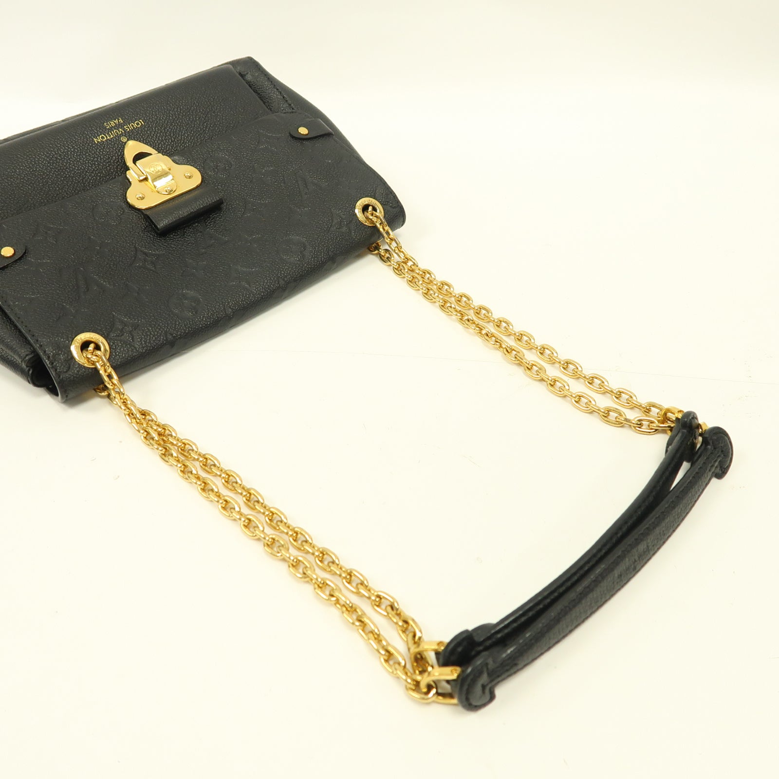 LOUIS VUITTON Monogram Empreinte Vavin PM金扣肩背袋黑色