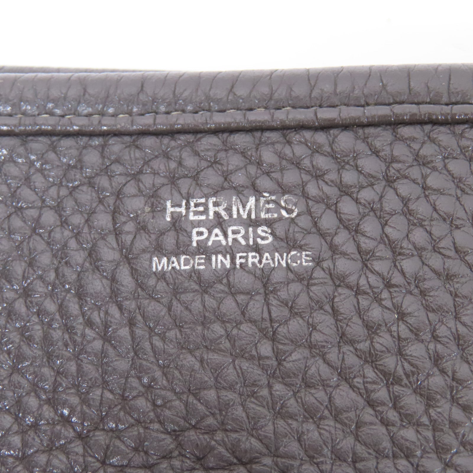 HERMES Clemence皮革Evelyne GM銀扣肩背袋灰色