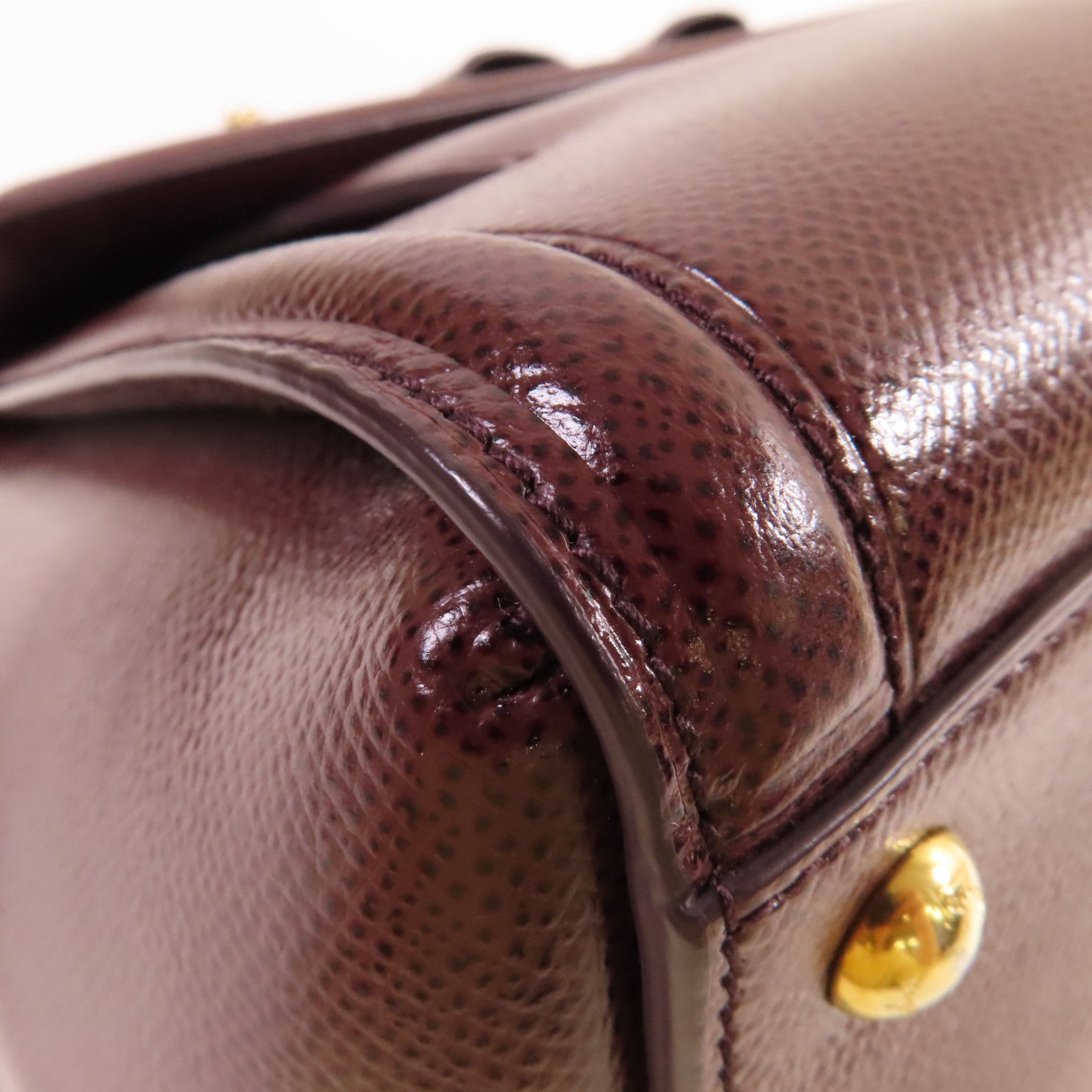 Salvatore Ferragamo 牛皮皮革2Way Shoulder Bag金扣手挽肩背兩用袋酒紅色