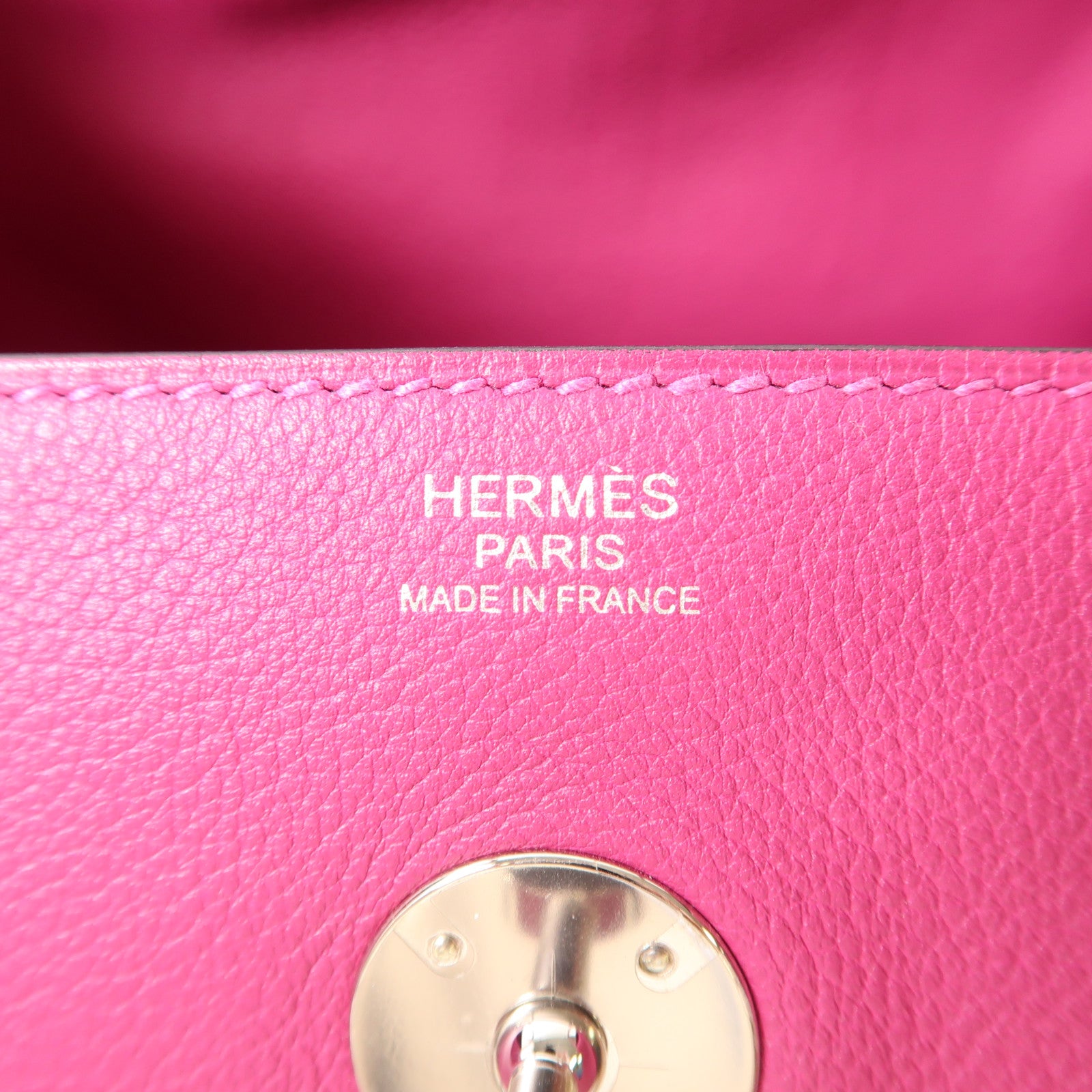 HERMES PHW Lindy 30 2 Way Shoulder Handbag Evercolor Leather Rose Purple
