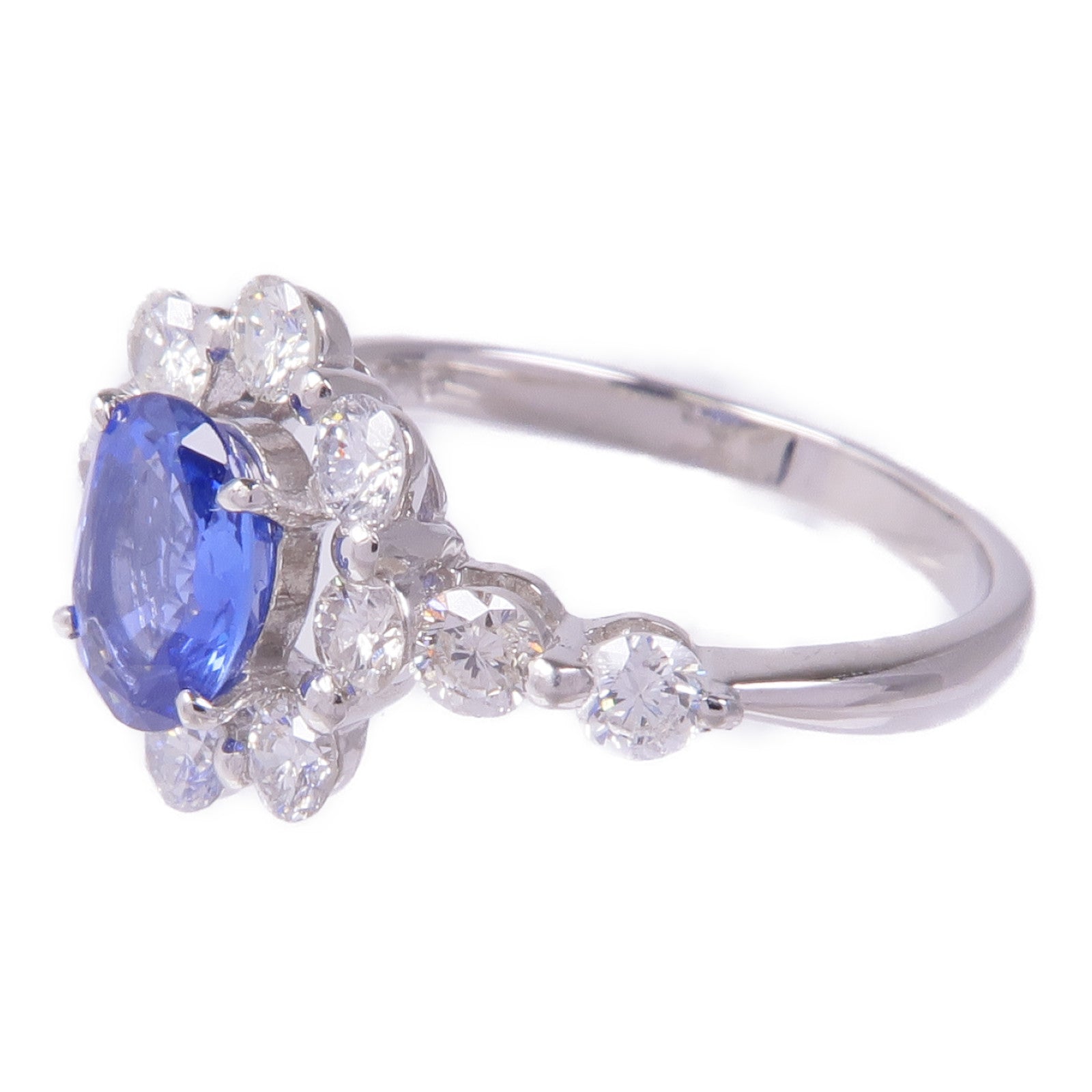 JEWELRY PT900鉑金Sapphire Diamond Ring藍寶石/鑽石戒指US#5.5