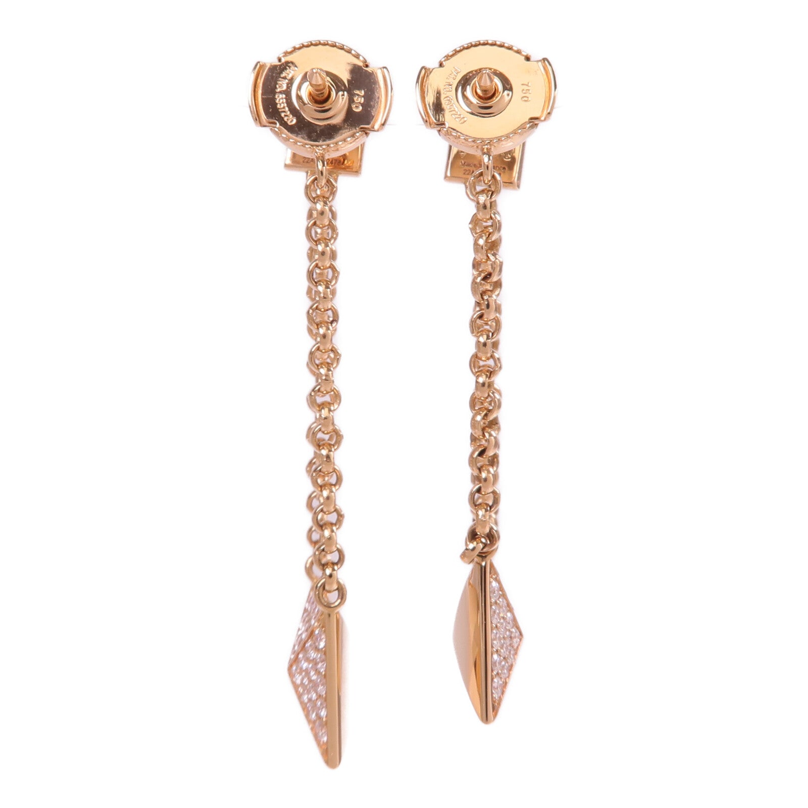 HERMES 18K玫瑰金Clou d'H dangle Earrings鑽石耳環