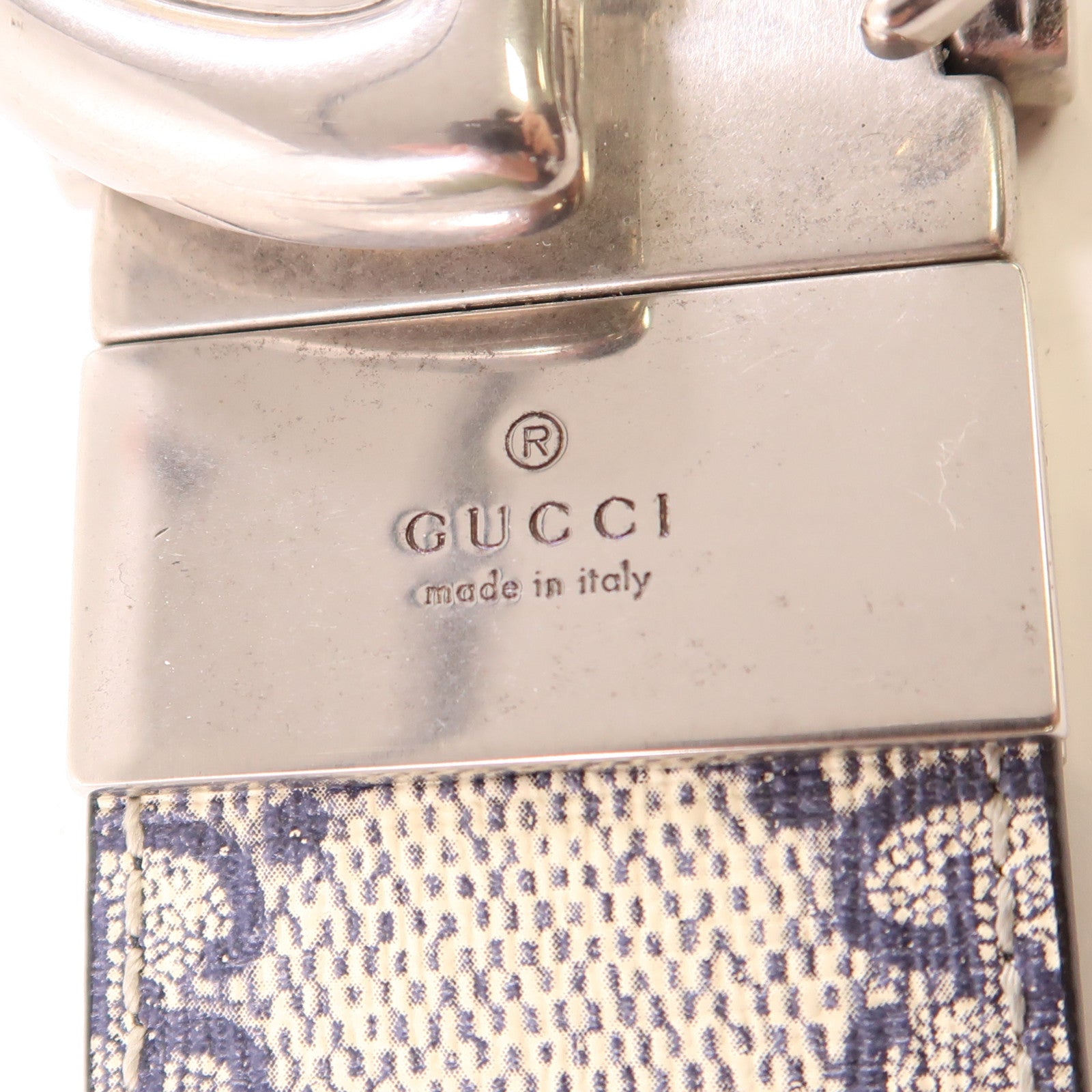 GUCCI 塗層帆布Belt銀扣皮帶