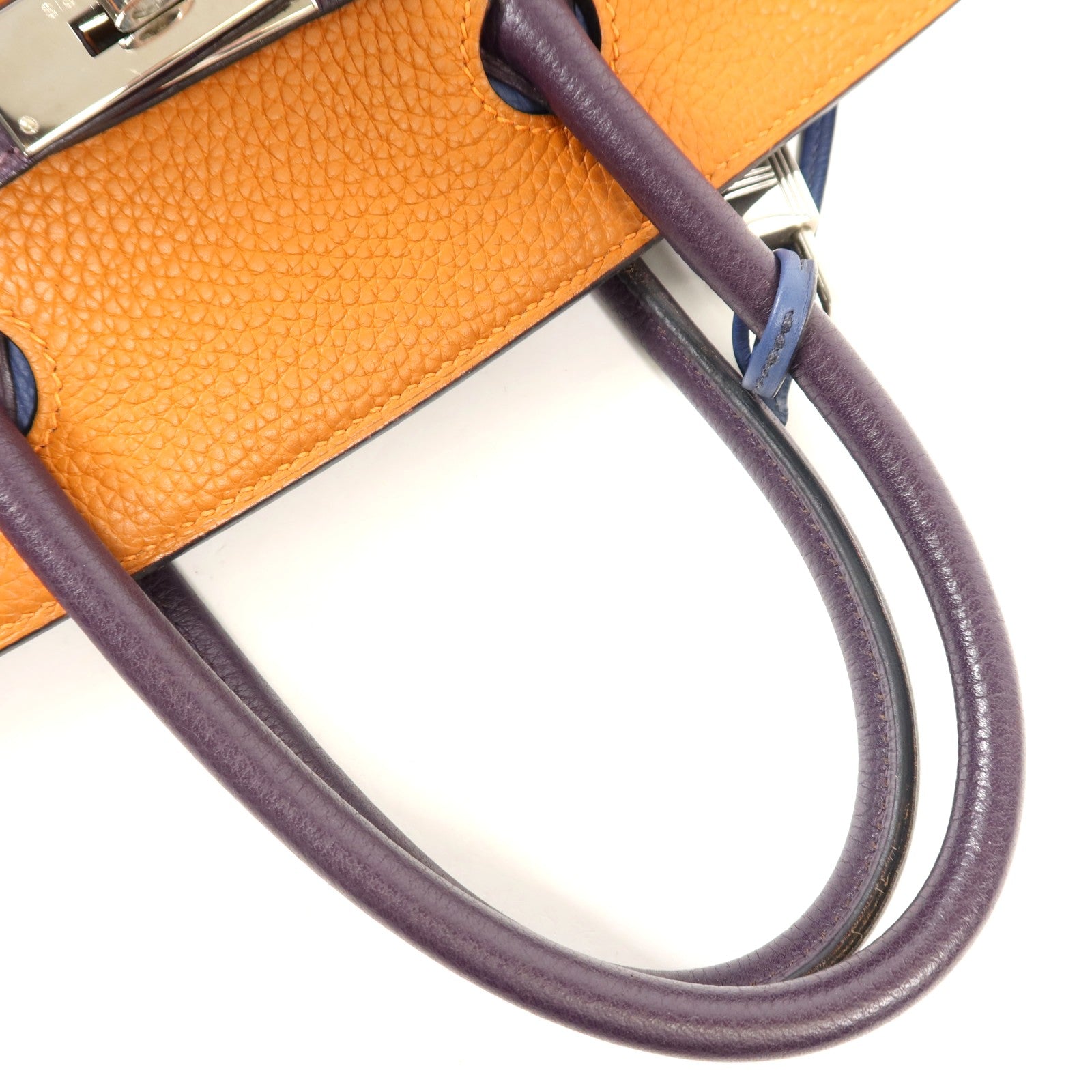 HERMES Togo皮革Birkin 30銀扣手挽袋Colvert/Orange/Prune