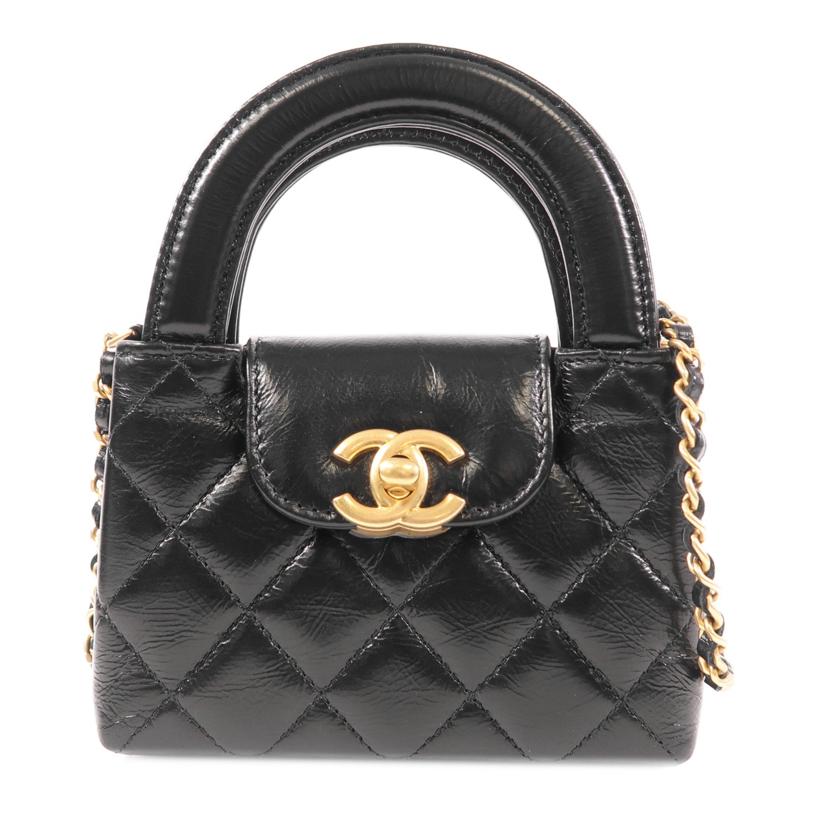 CHANEL 牛皮皮革Kelly Nano金扣手挽肩背兩用袋