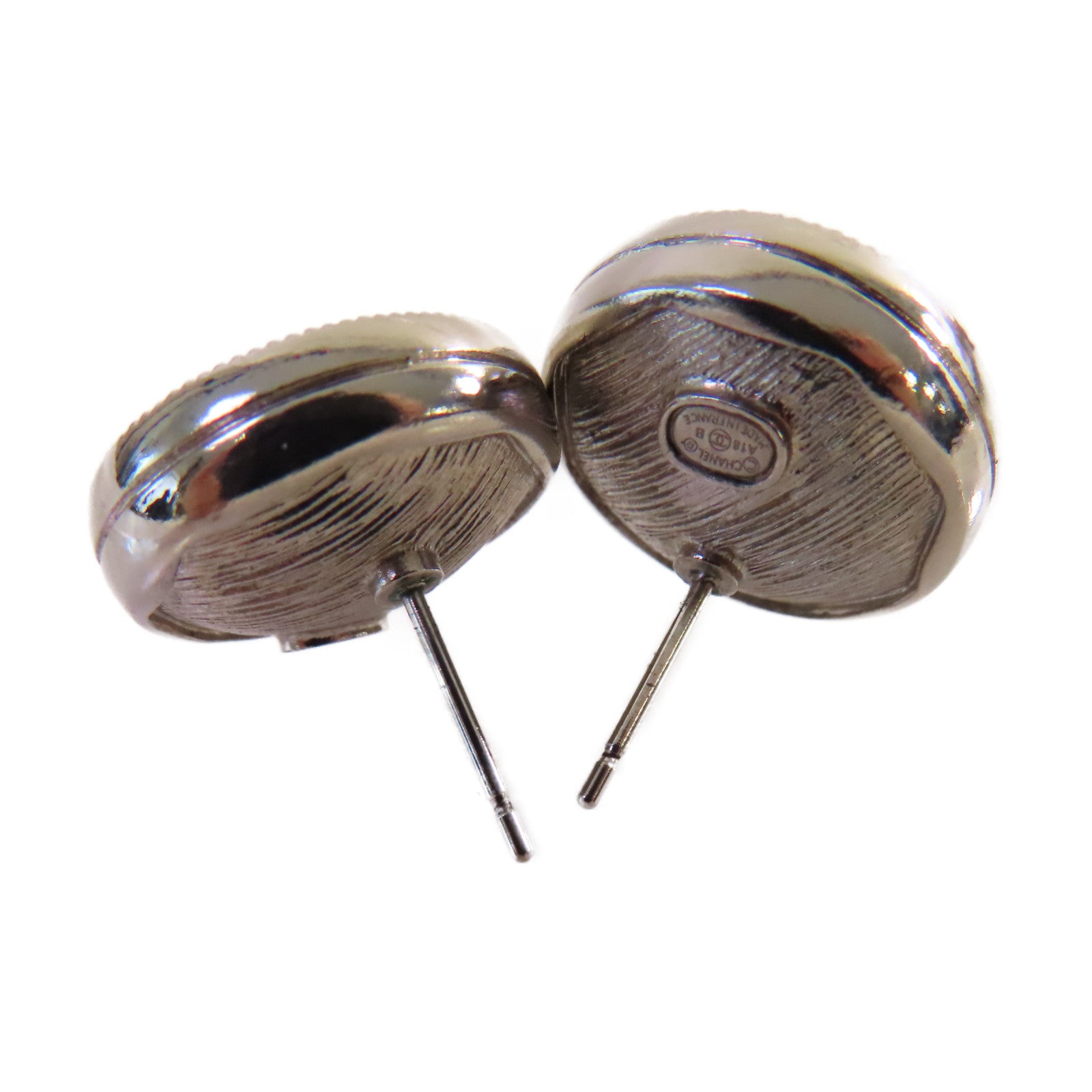 CHANEL PVC/金屬CC Earrings耳環銀色/黑色
