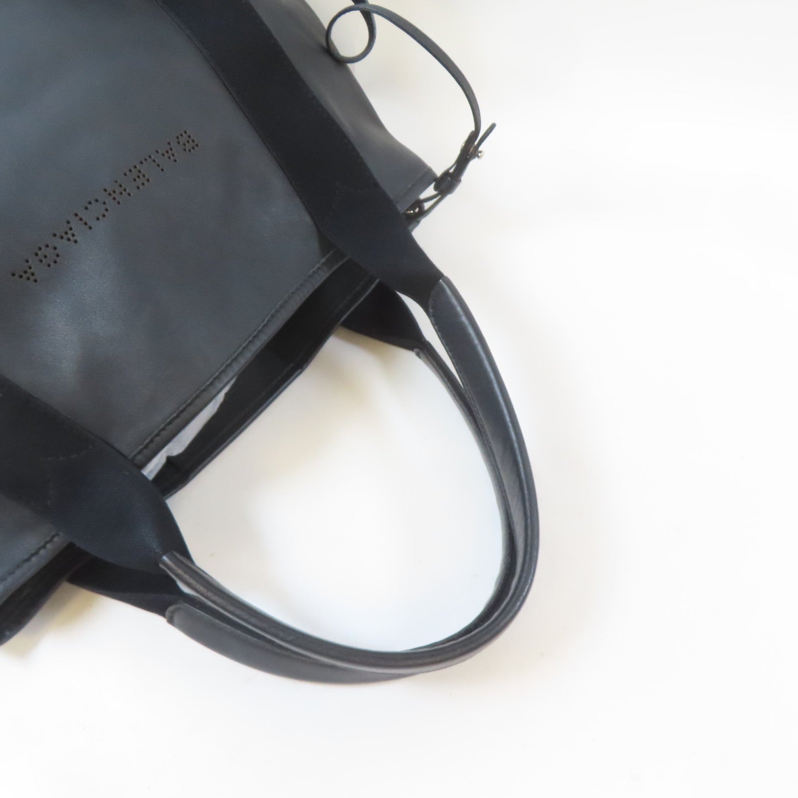 BALENCIAGA 羊皮皮革Navy Cabas銀扣手挽袋黑色