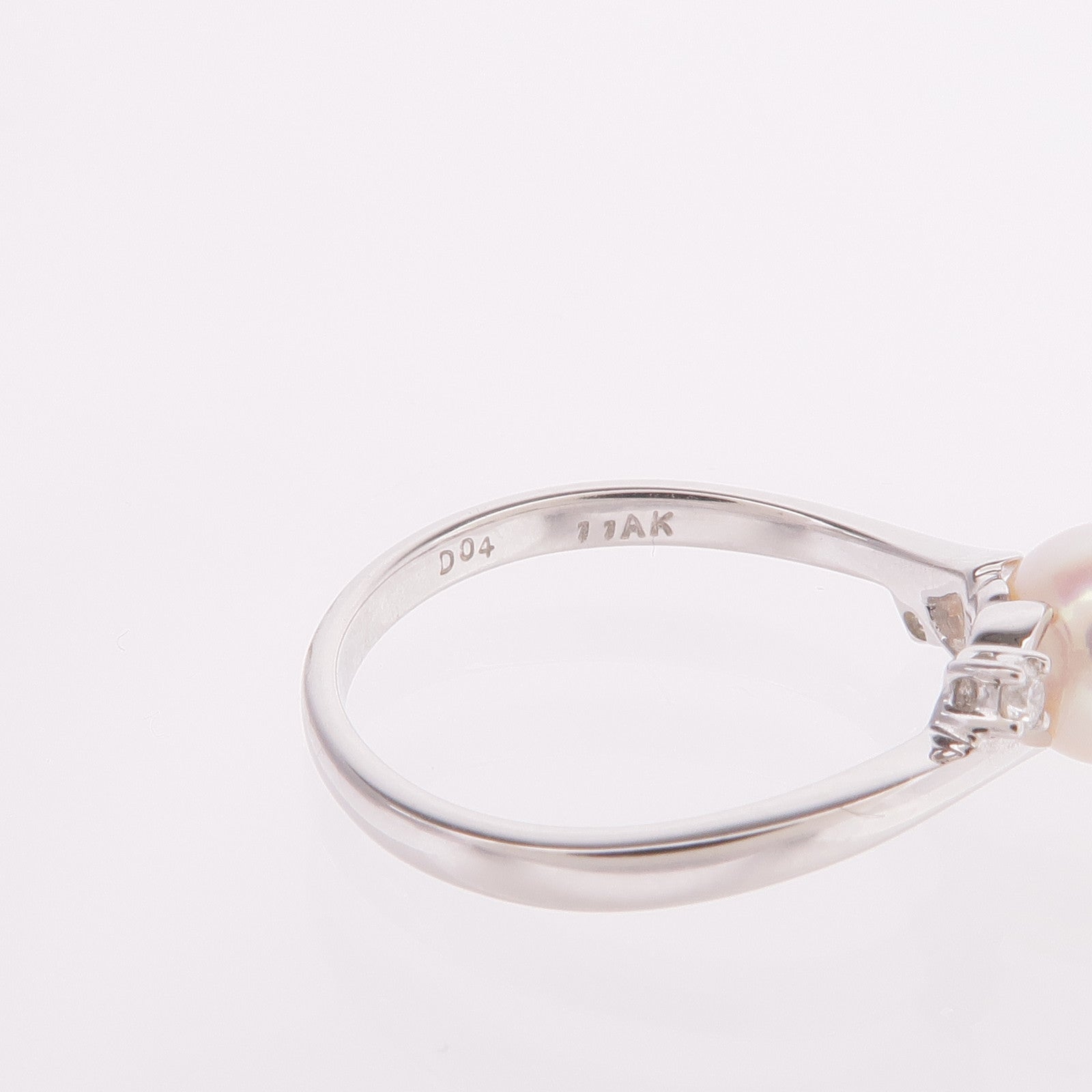 JEWELRY 【激減優惠】18K白金Pearl Diamond Ring珍珠/鑽石戒指US#6