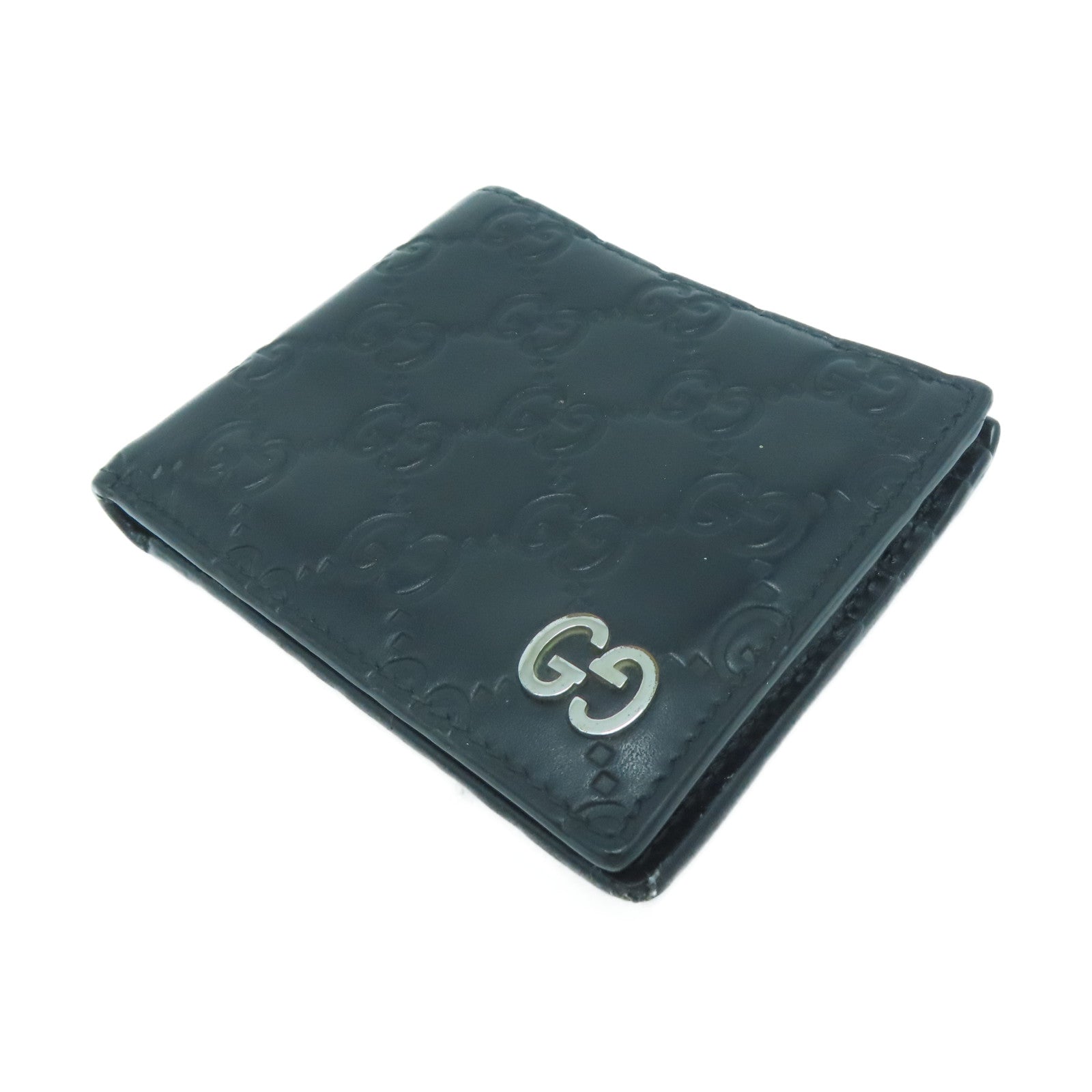 GUCCI 【激減優惠】牛皮皮革Wallet銀扣錢包黑色