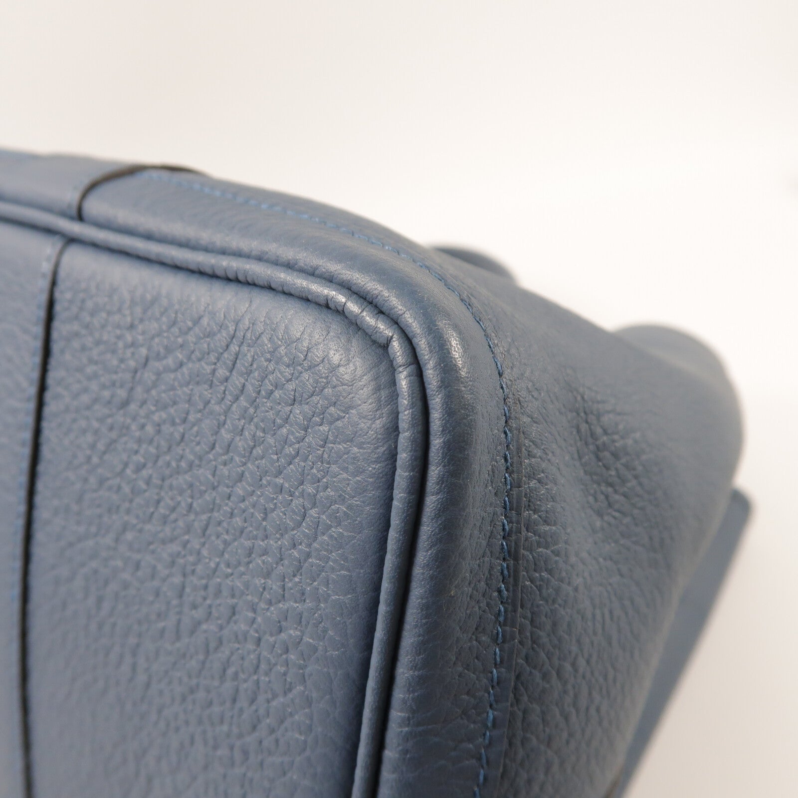 HERMES Country皮革Garden Party PM銀扣手挽袋Azure Blue
