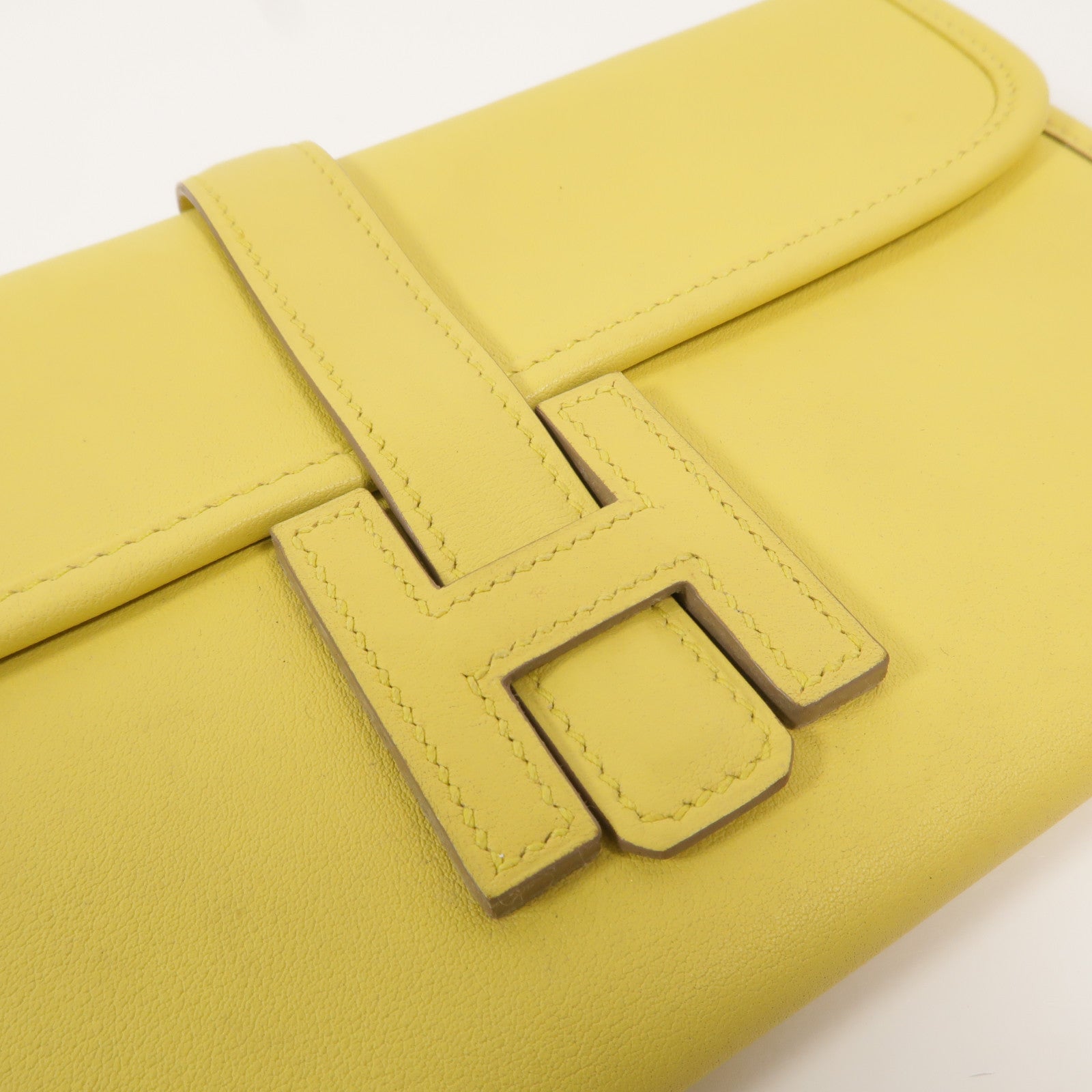 HERMES Swift皮革Jige Duo Clutch手拿包Jaune de Naples
