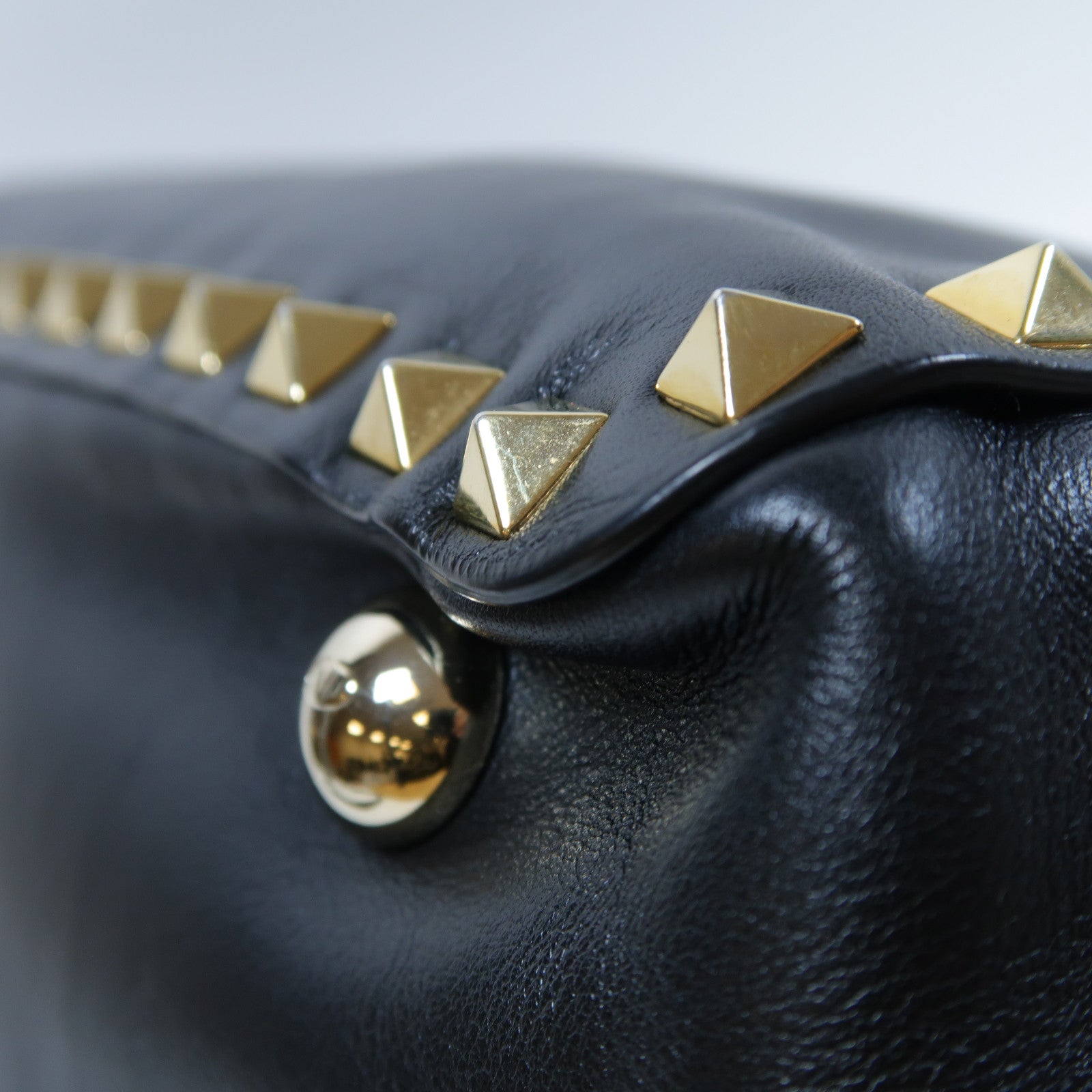 Valentino 牛皮皮革Rockstud Tote金扣手挽肩背兩用袋黑色