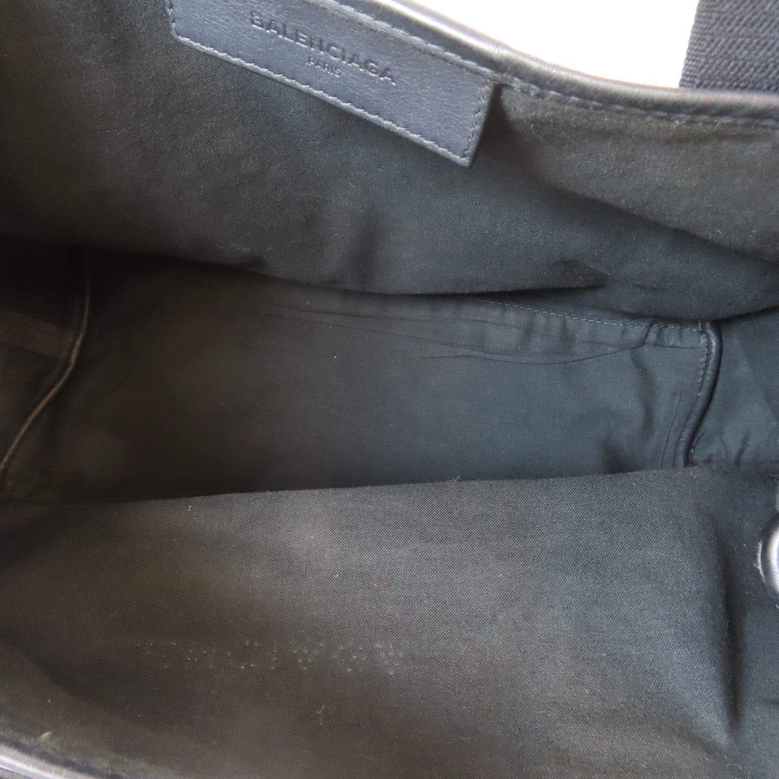 BALENCIAGA 羊皮皮革Navy Cabas銀扣手挽袋黑色