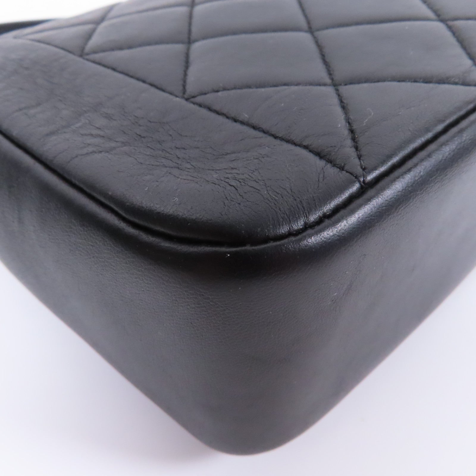 CHANEL 【激減優惠】菱格牛皮皮革Chain Shoulder金扣鏈帶肩背袋黑色