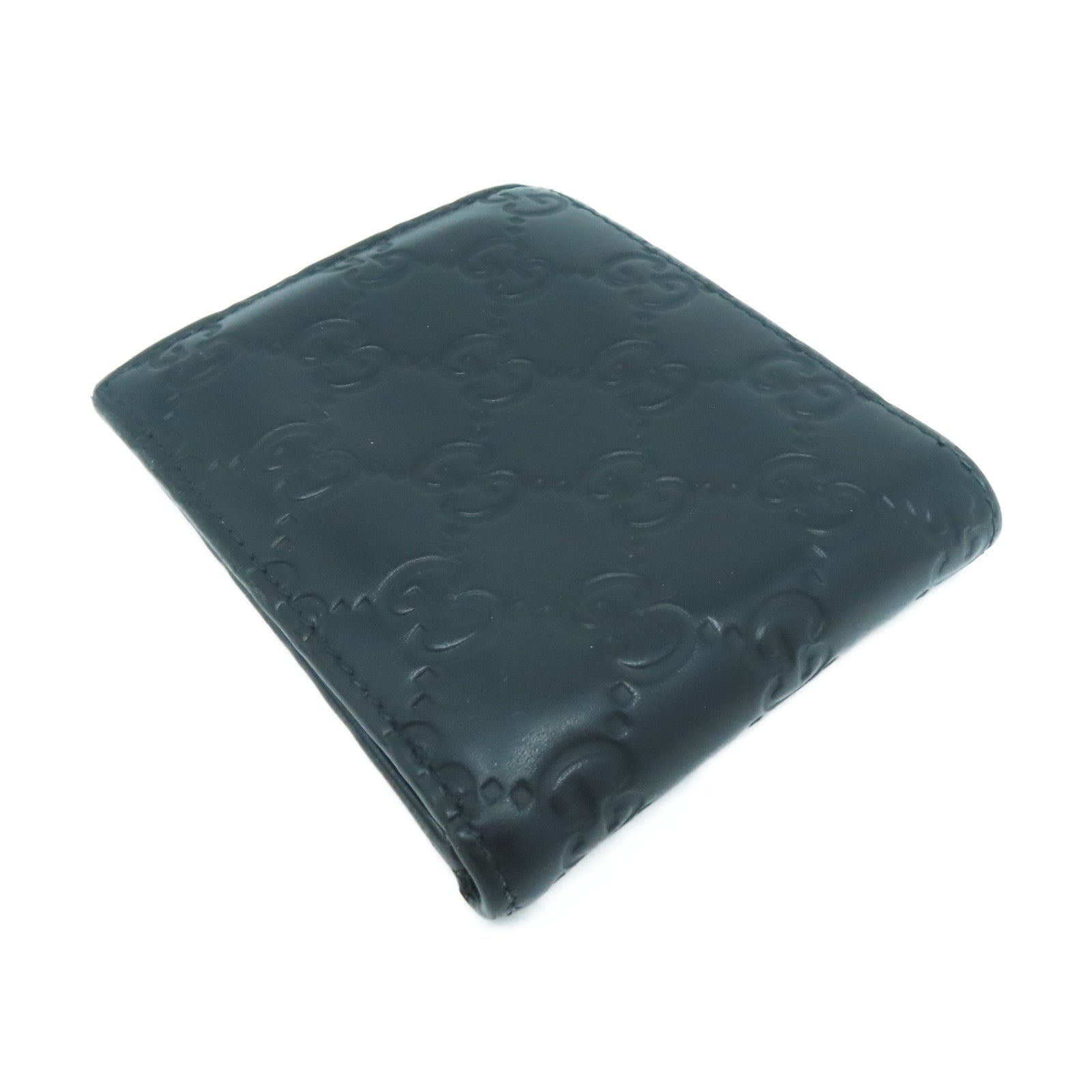 GUCCI 【激減優惠】牛皮皮革Wallet銀扣錢包黑色