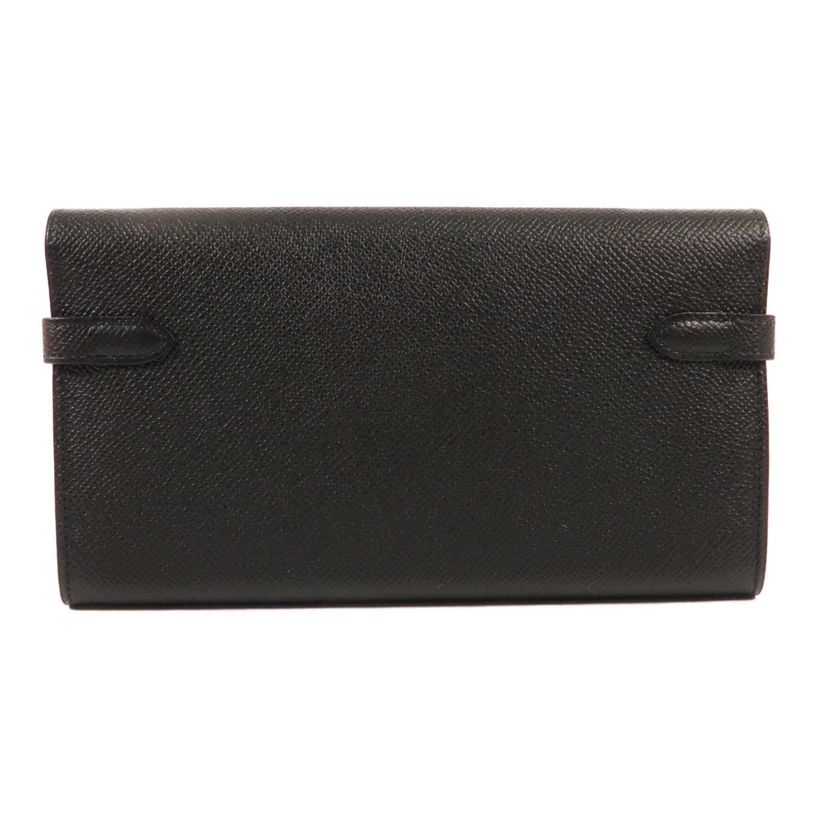 HERMES Epsom皮革Kelly Wallet銀扣長錢包Noir