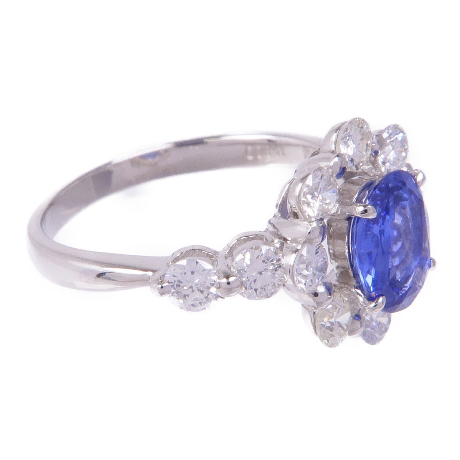 JEWELRY 【激減優惠】PT900鉑金Sapphire Diamond Ring藍寶石/鑽石戒指US#5.5