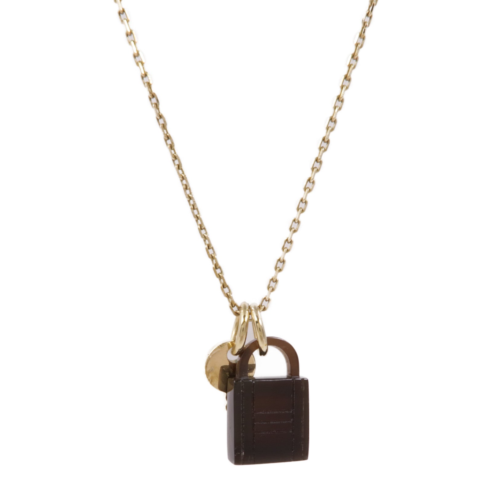 HERMES 金屬/水牛角Amulette Padlock Pendant項鍊
