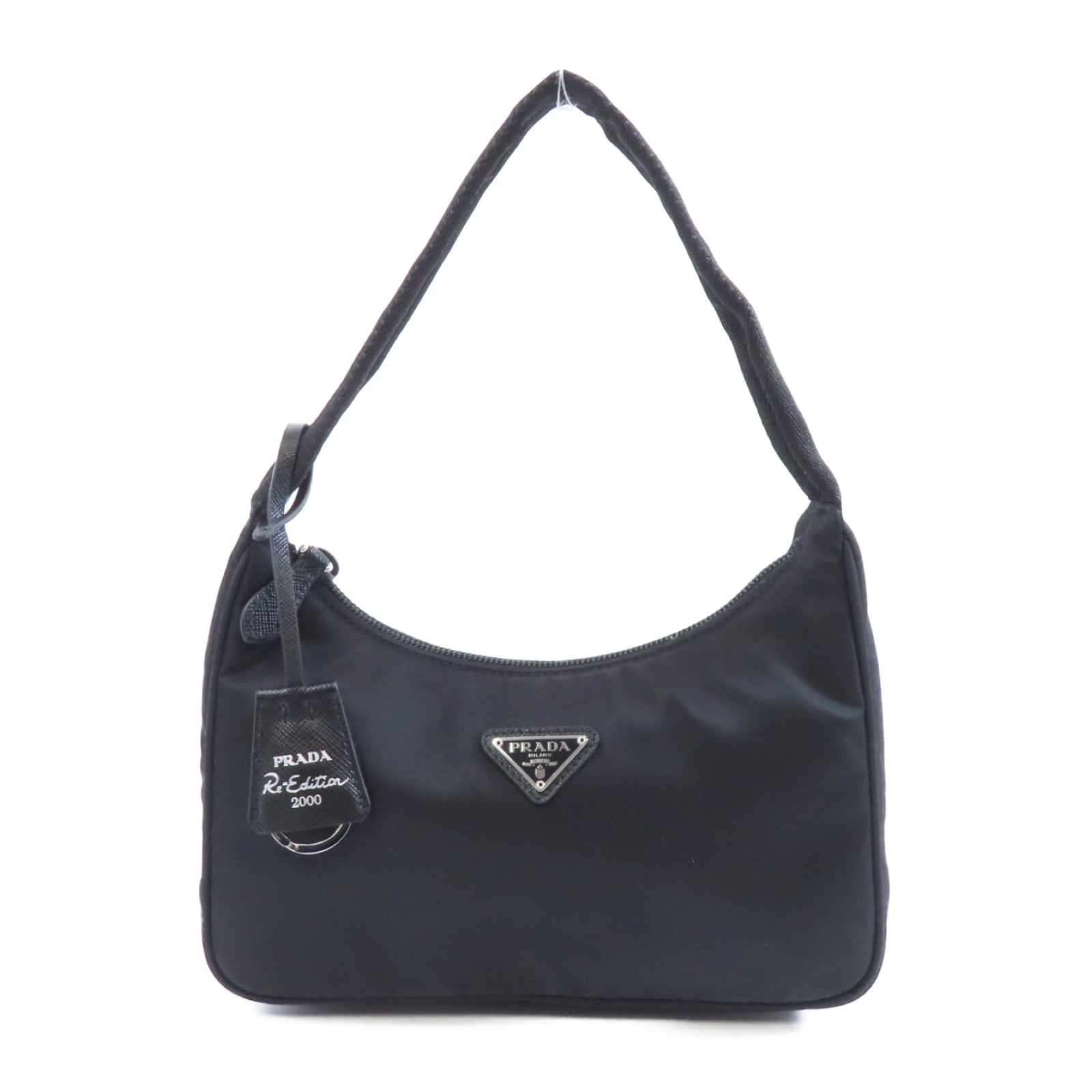 PRADA 尼龍Shoulder Bag銀扣肩背袋黑色