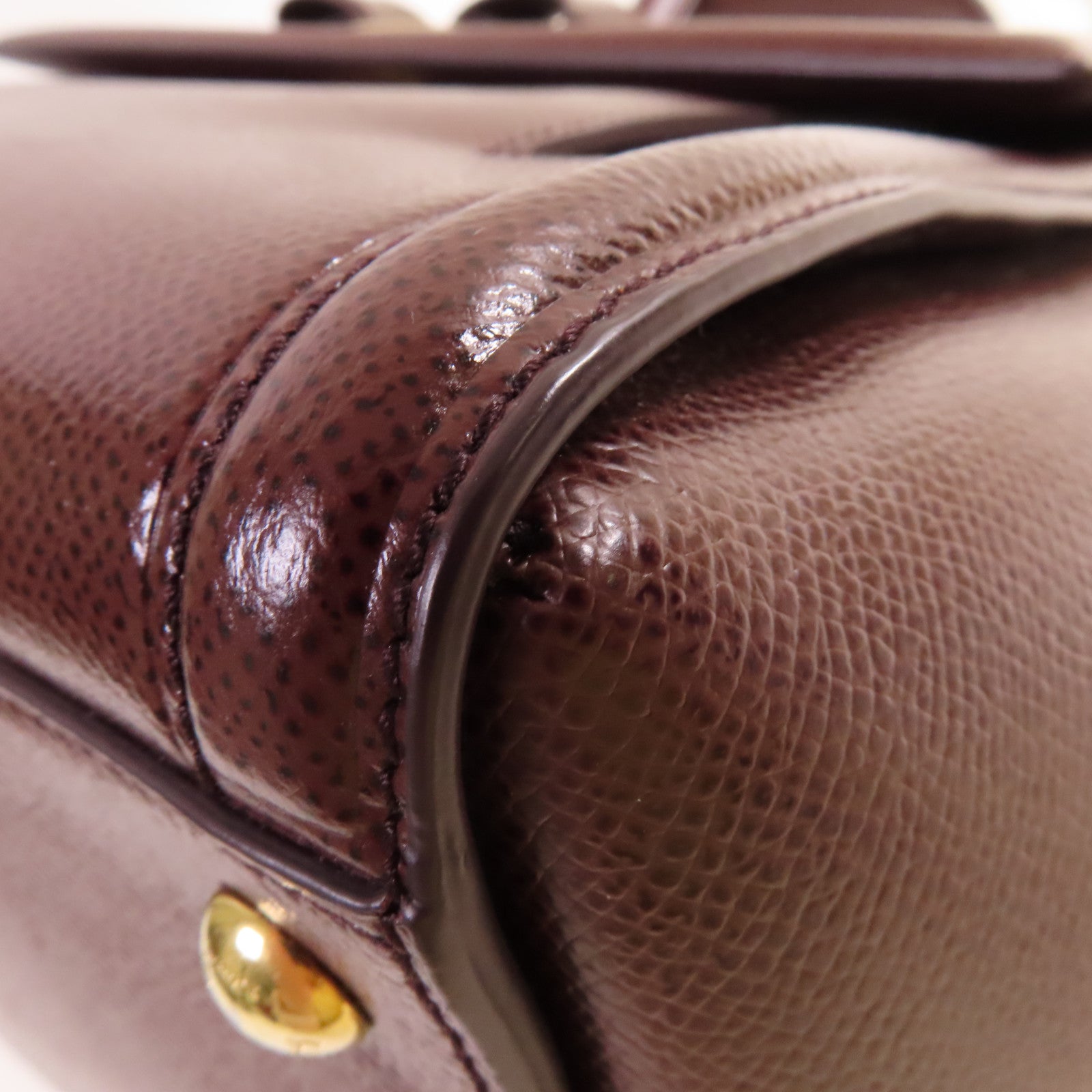 Salvatore Ferragamo 牛皮皮革2Way Shoulder Bag金扣手挽肩背兩用袋酒紅色