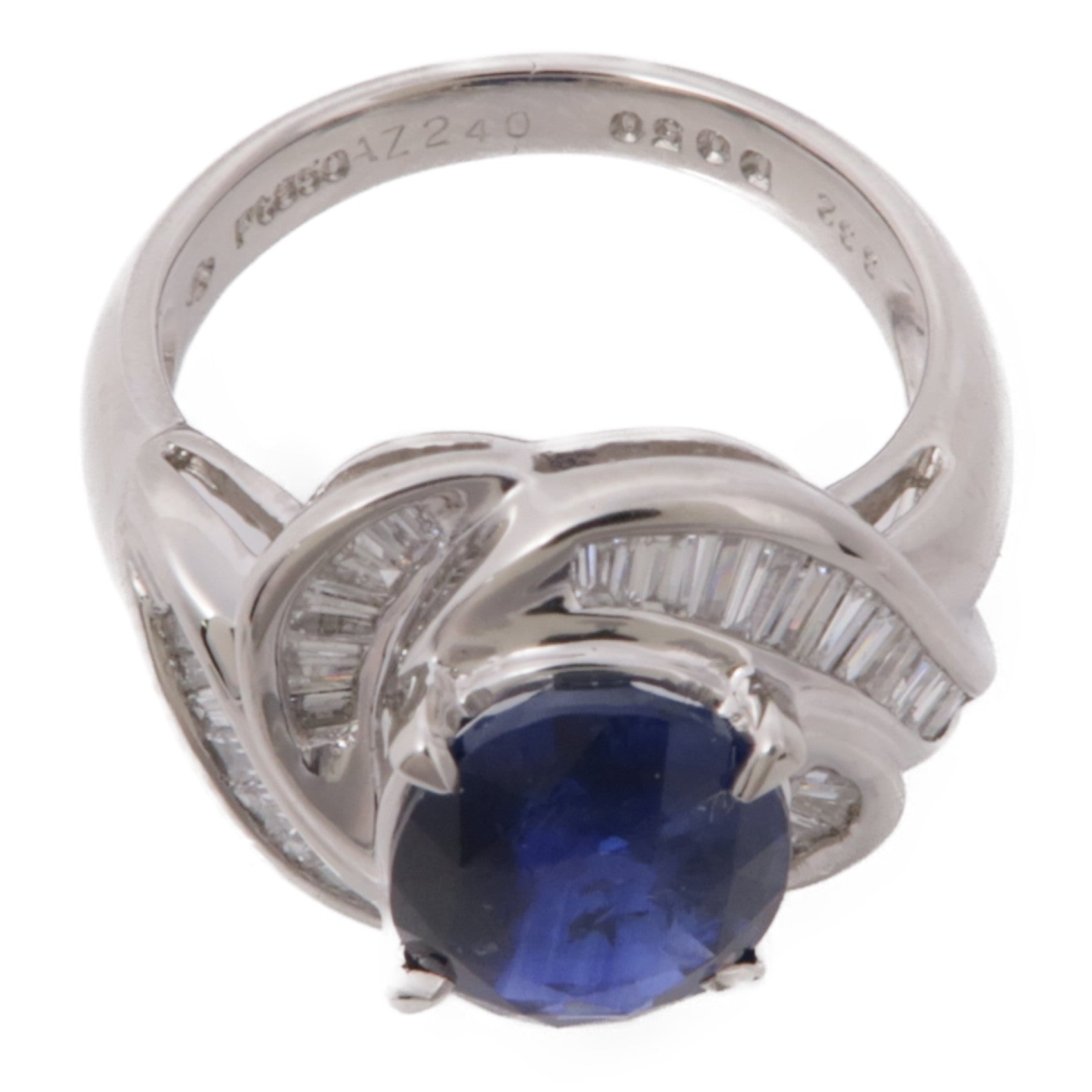 JEWELRY 【激減優惠】PT950鉑金Sapphire Diamond Ring藍寶石/鑽石US#6