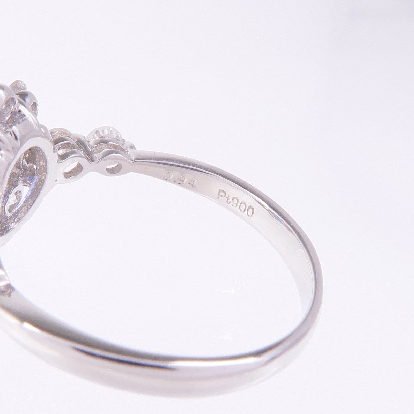 JEWELRY PT900鉑金Sapphire Diamond Ring藍寶石/鑽石戒指US#5.5