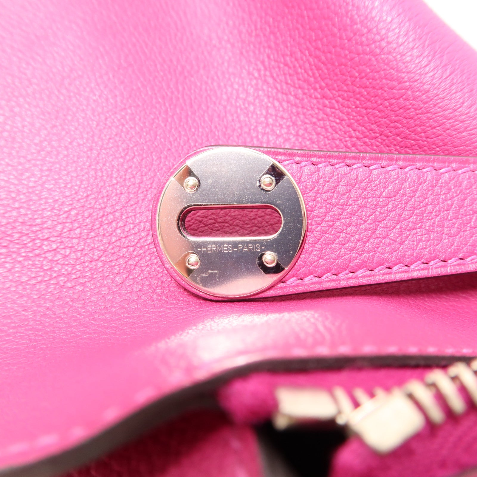 HERMES PHW Lindy 30 2 Way Shoulder Handbag Evercolor Leather Rose Purple