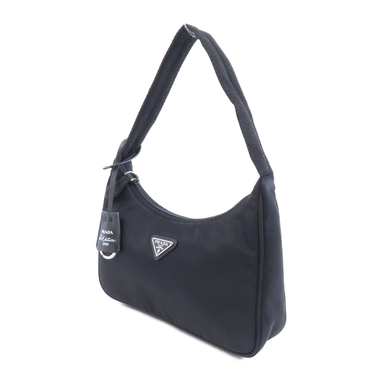 PRADA 尼龍Shoulder Bag銀扣肩背袋黑色