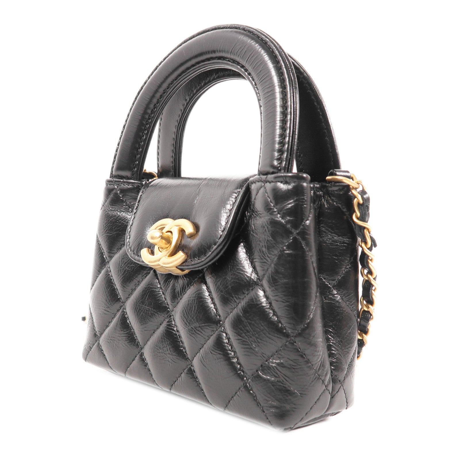 CHANEL 牛皮皮革Kelly Nano金扣手挽肩背兩用袋