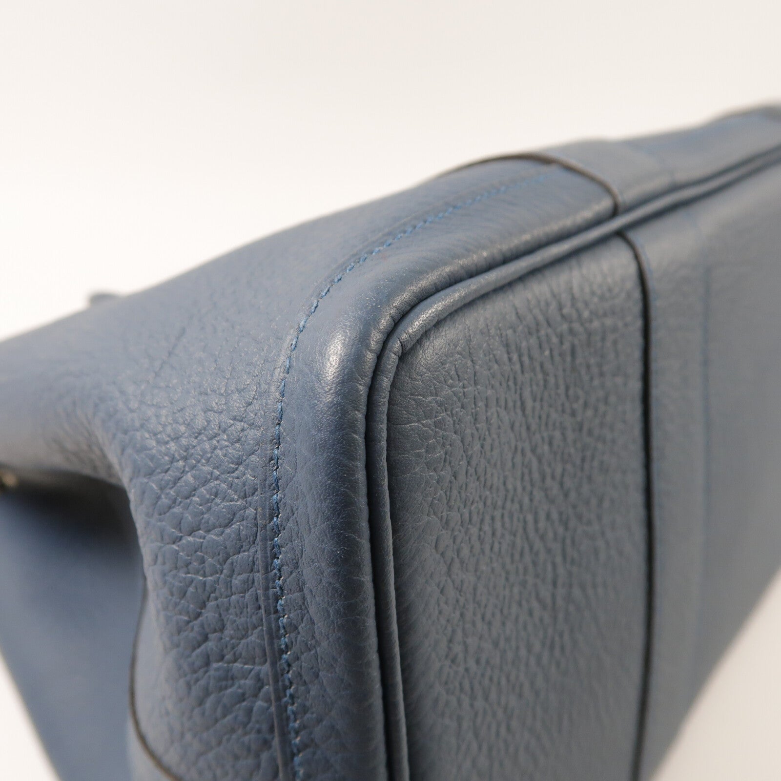 HERMES Country皮革Garden Party PM銀扣手挽袋Azure Blue