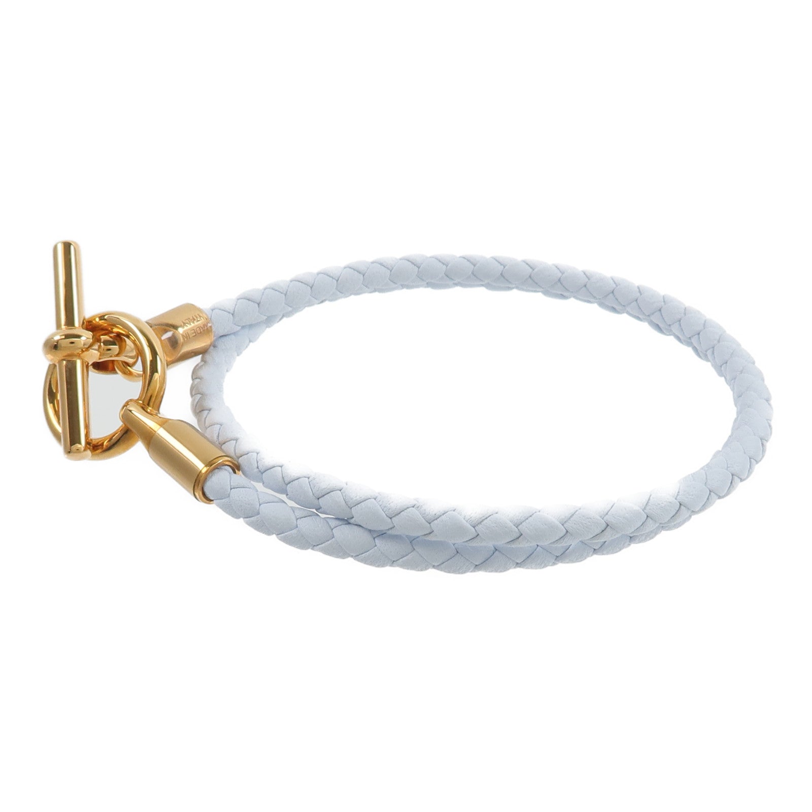 HERMES Swift皮革Glenan Double Tour Bracelet手鏈Bleu Brume