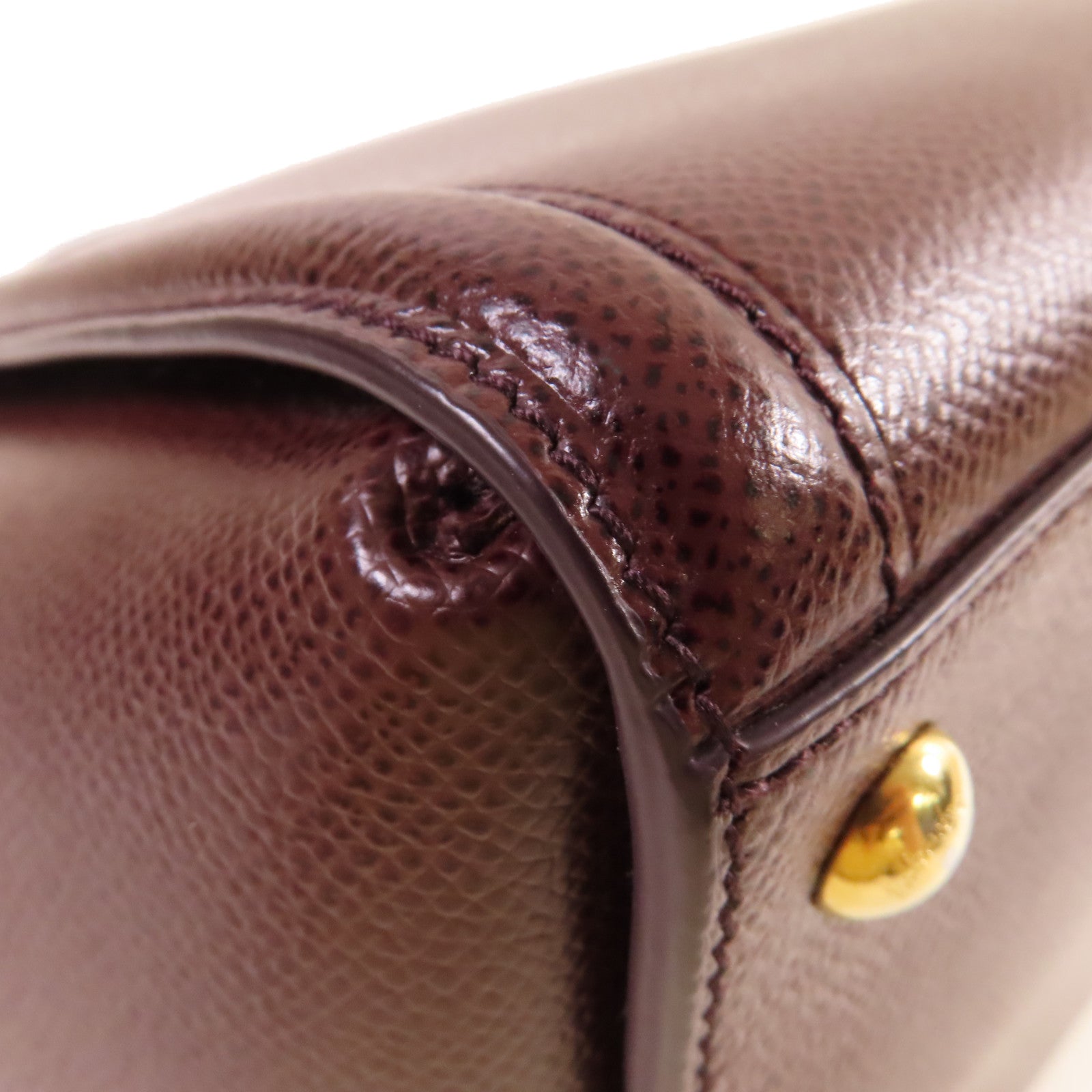 Salvatore Ferragamo 牛皮皮革2Way Shoulder Bag金扣手挽肩背兩用袋酒紅色